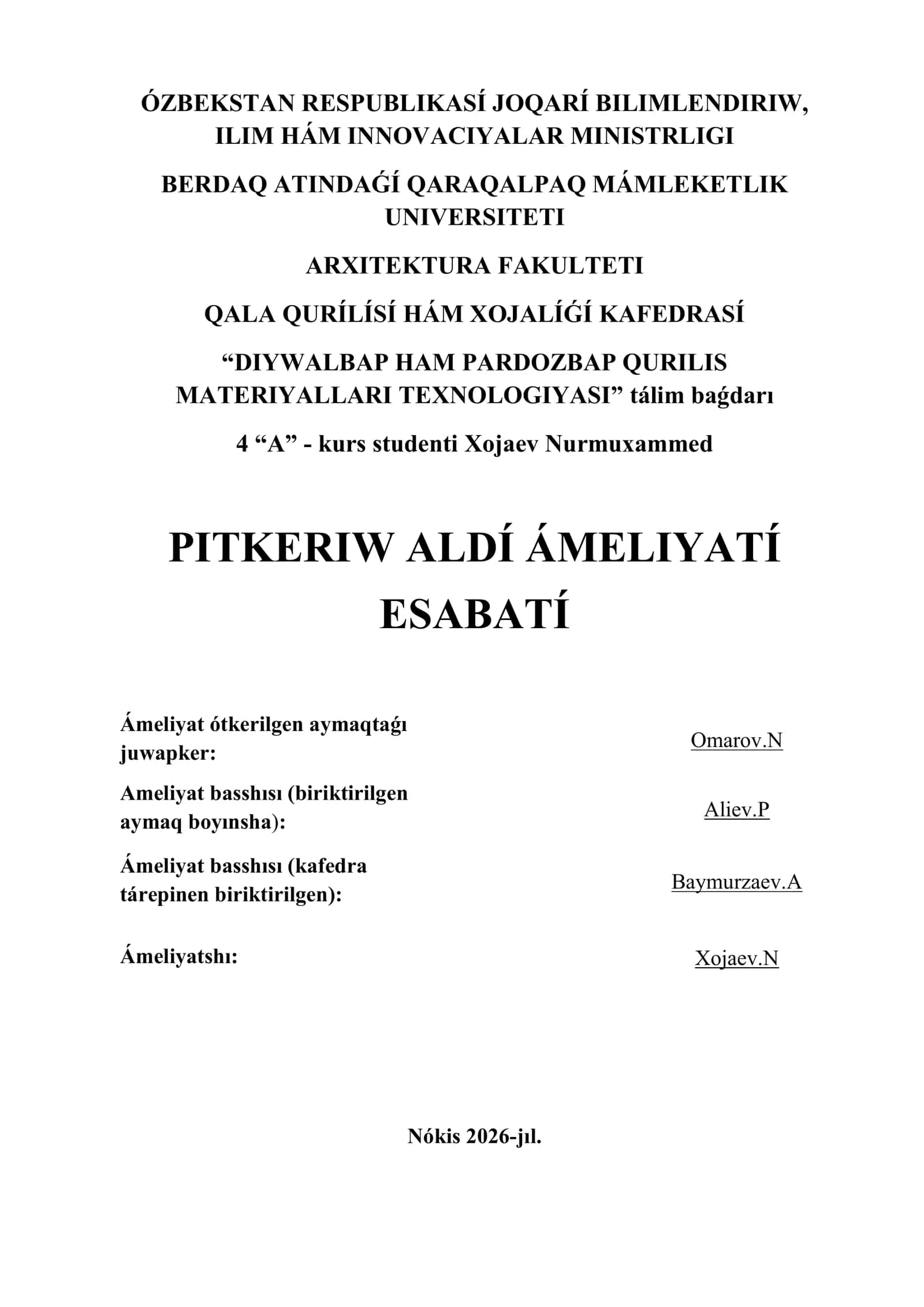 Pitkeriw aldi ameliyatiniň maqset hem waziypalary