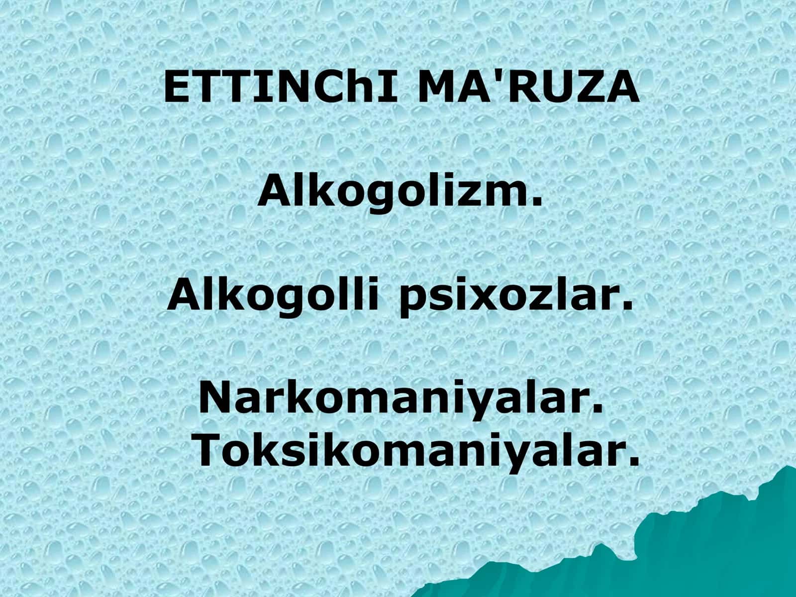 Alkogolizm va narkomaniya