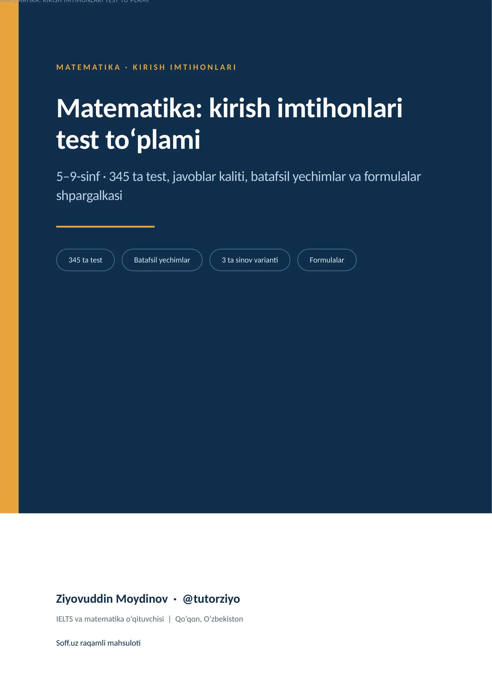 MATEMATIKA · KIRISH IMT I H O N L A R I