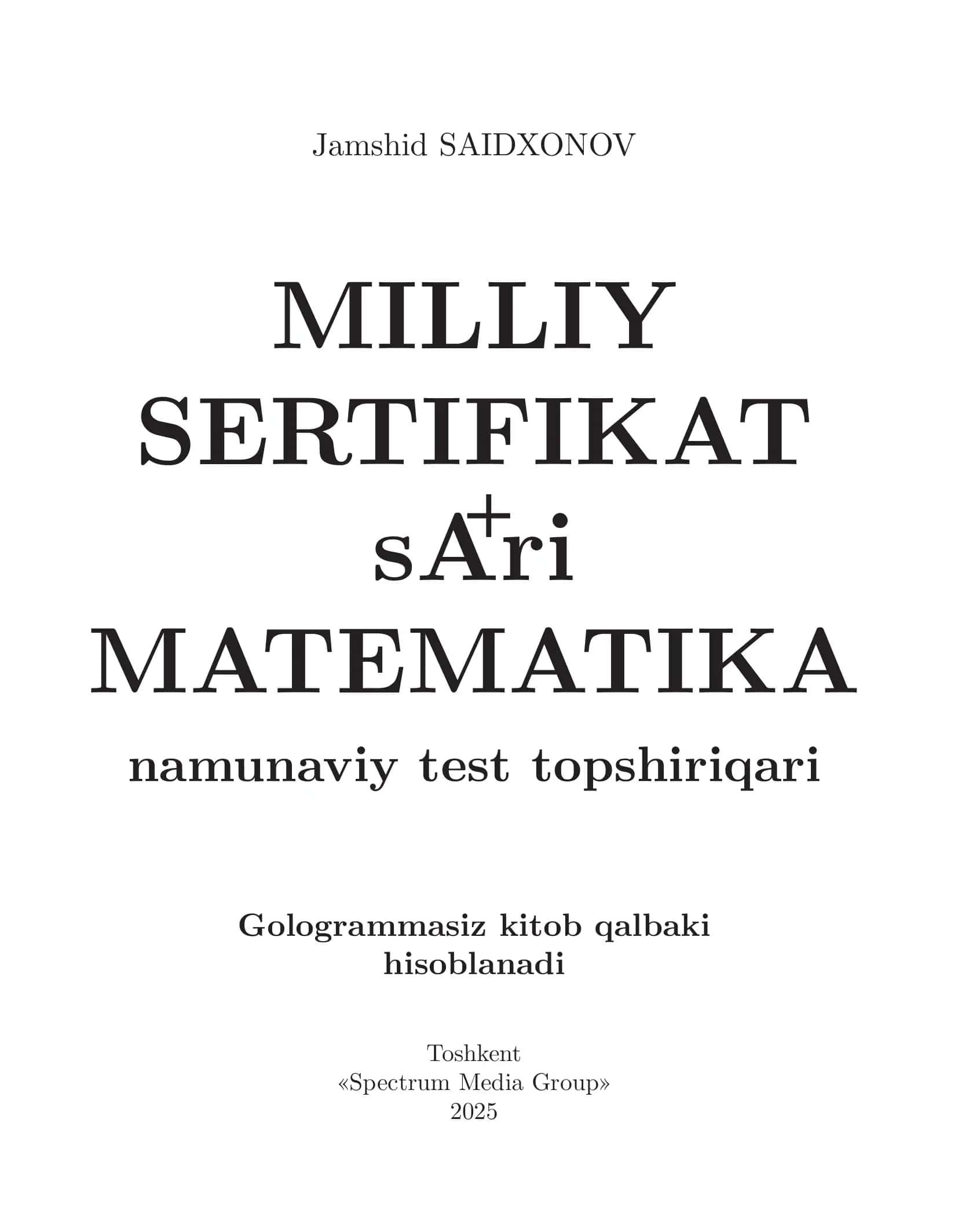 MATEMATIKA namunaviy test topshiriqari