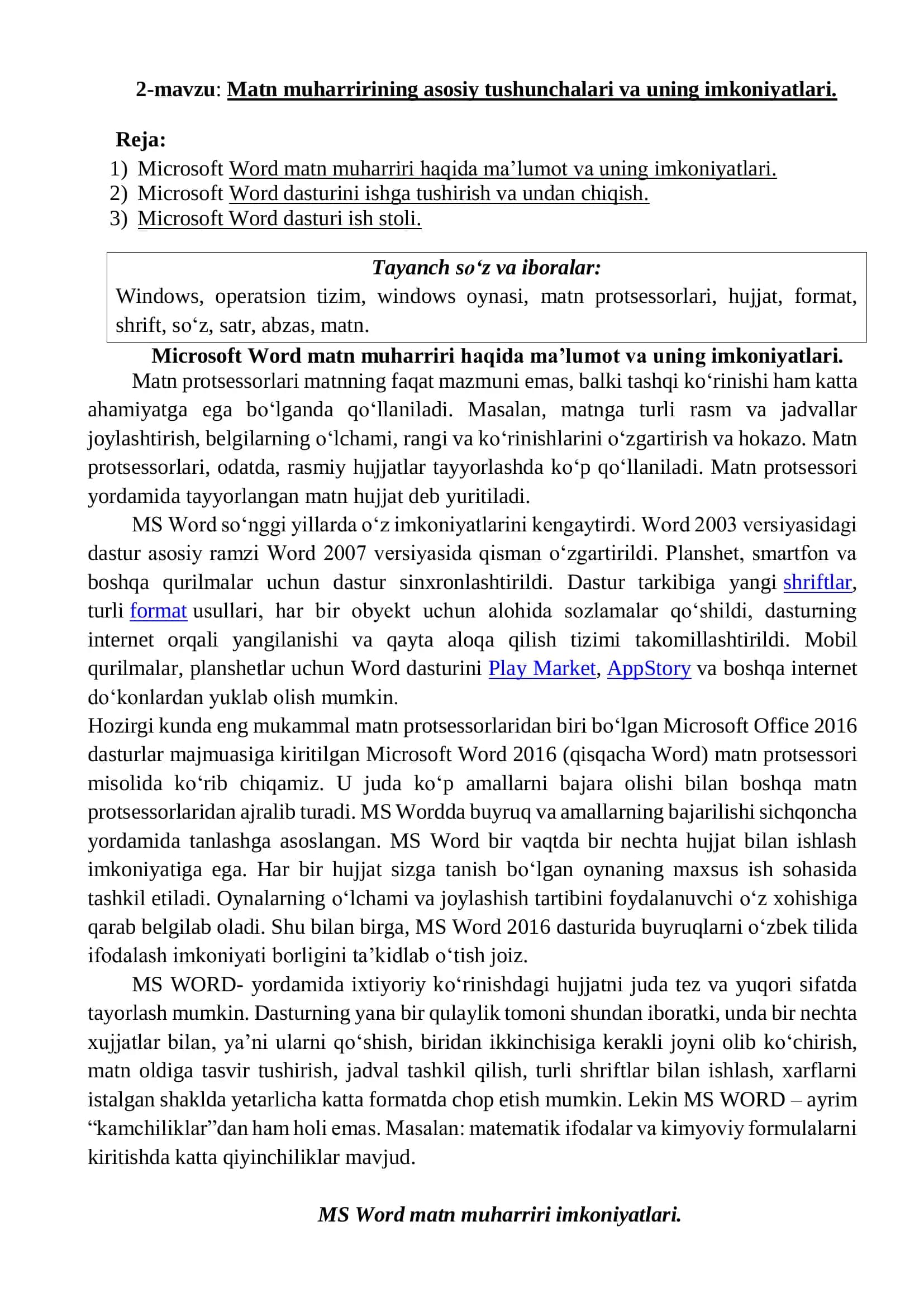 Microsoft Word matn muharriri