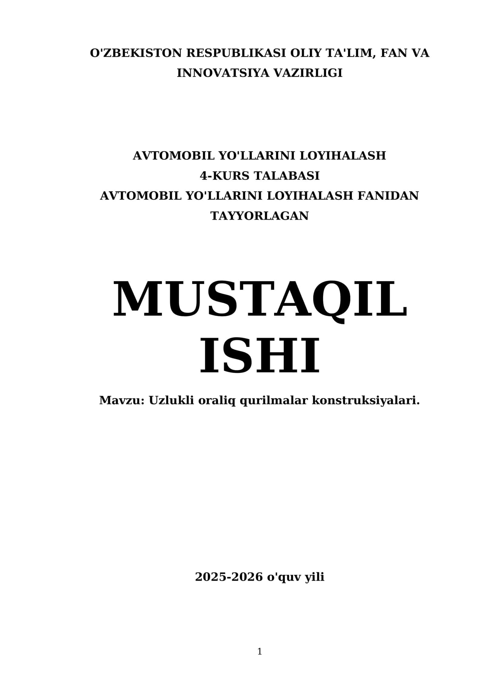 Uzlukli oraliq qurilmalar konstruksiyalari