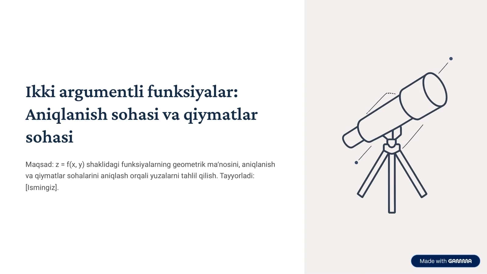 ikki argumentli funksiya