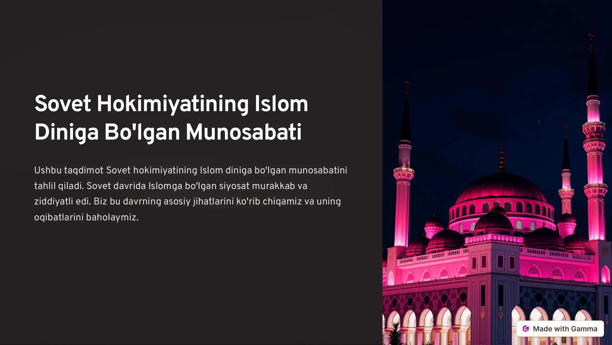 Sovet Hokimiyatining Islom Diniga Bo'lgan Munosabati