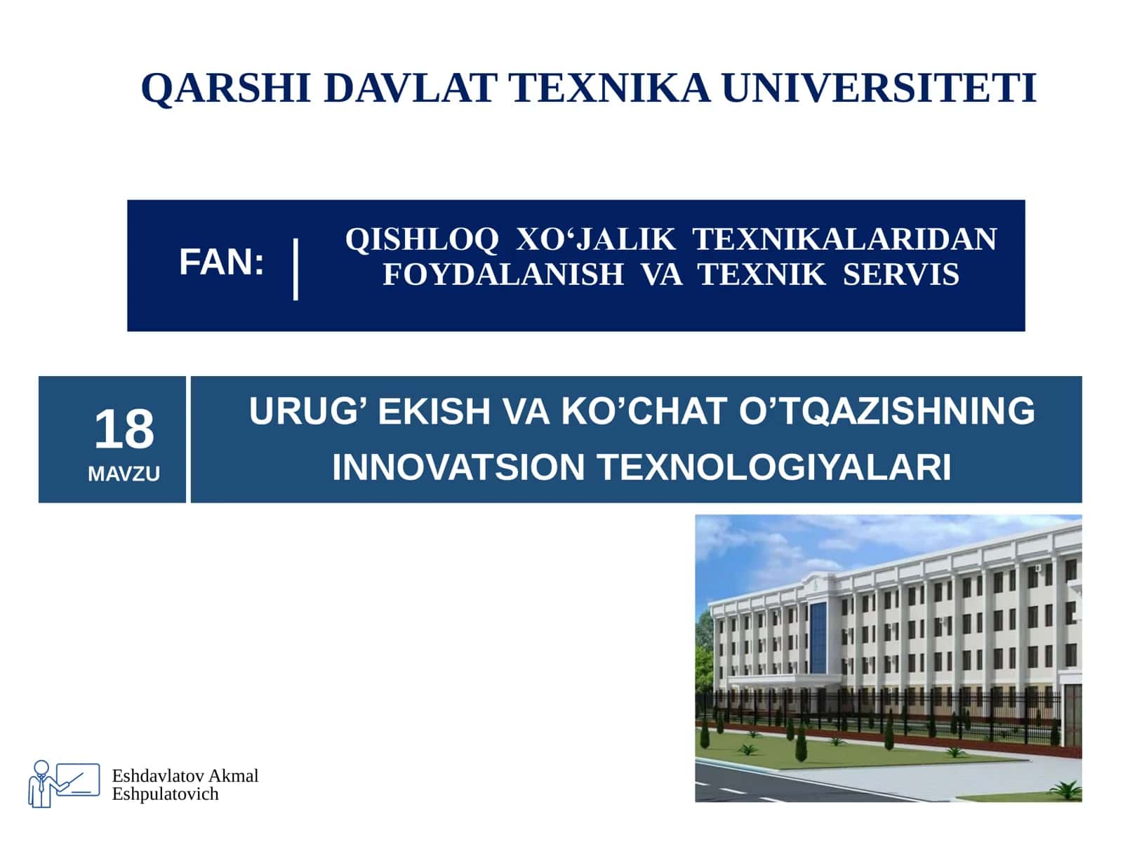 URUG’ EKISH VA KO’CHAT O’TQAZISHNING INNOVATSION TEXNOLOGIYALARI