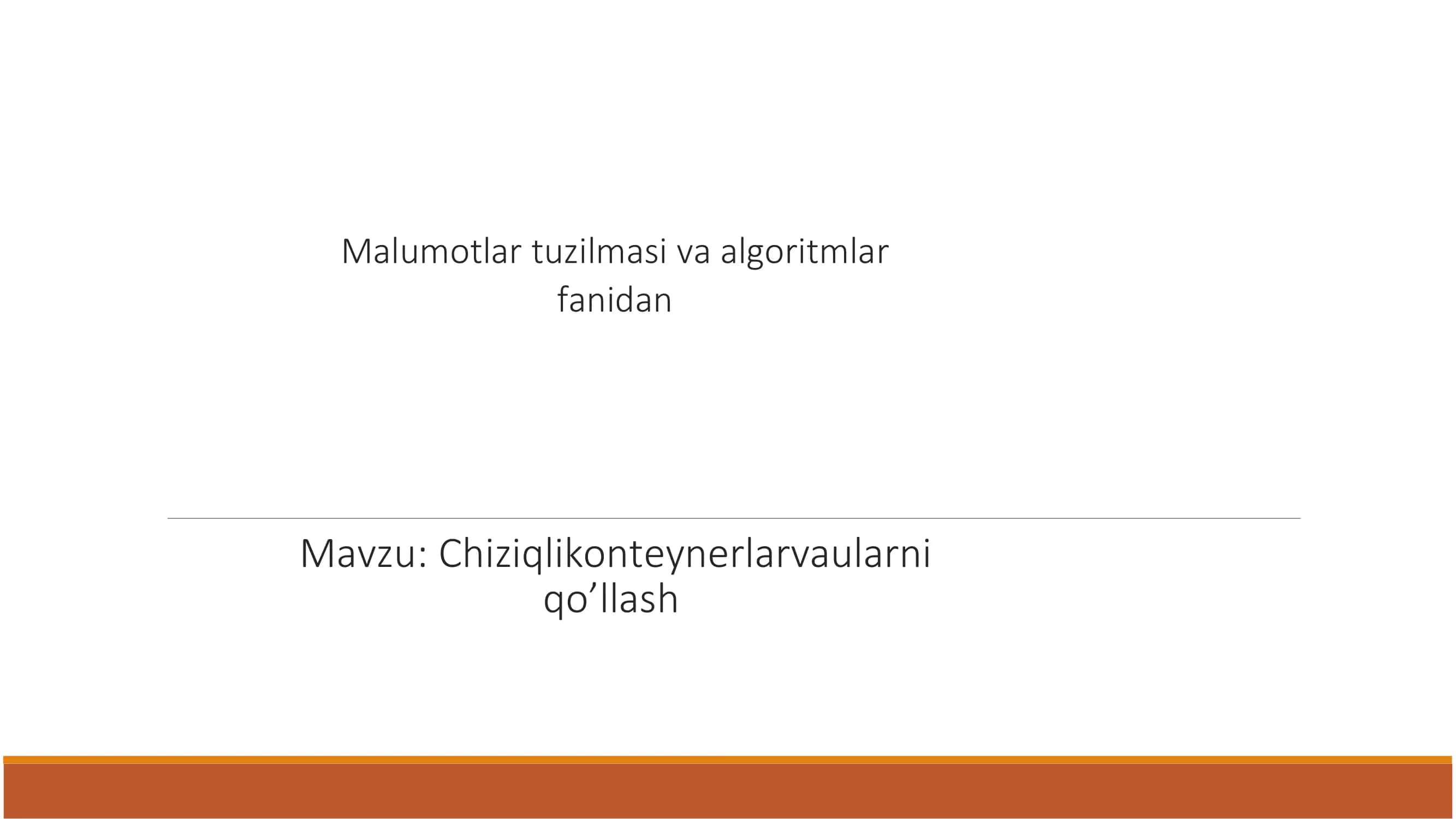 Malumotlar tuzilmasi va algoritmlar