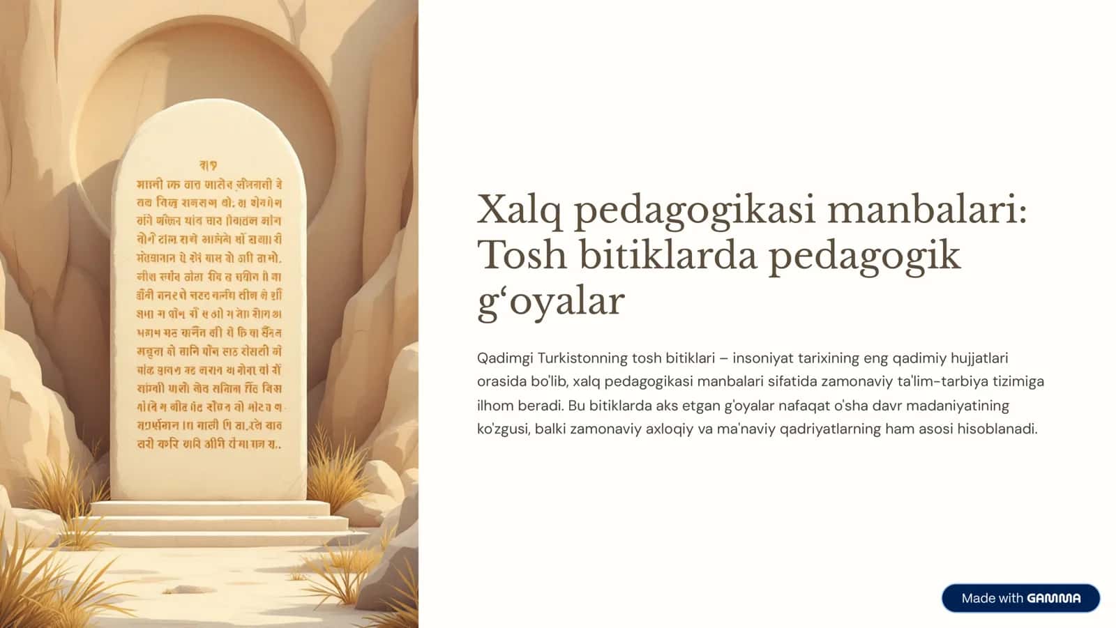 Xalq pedagogikasi manbalarida Tosh bitiklari