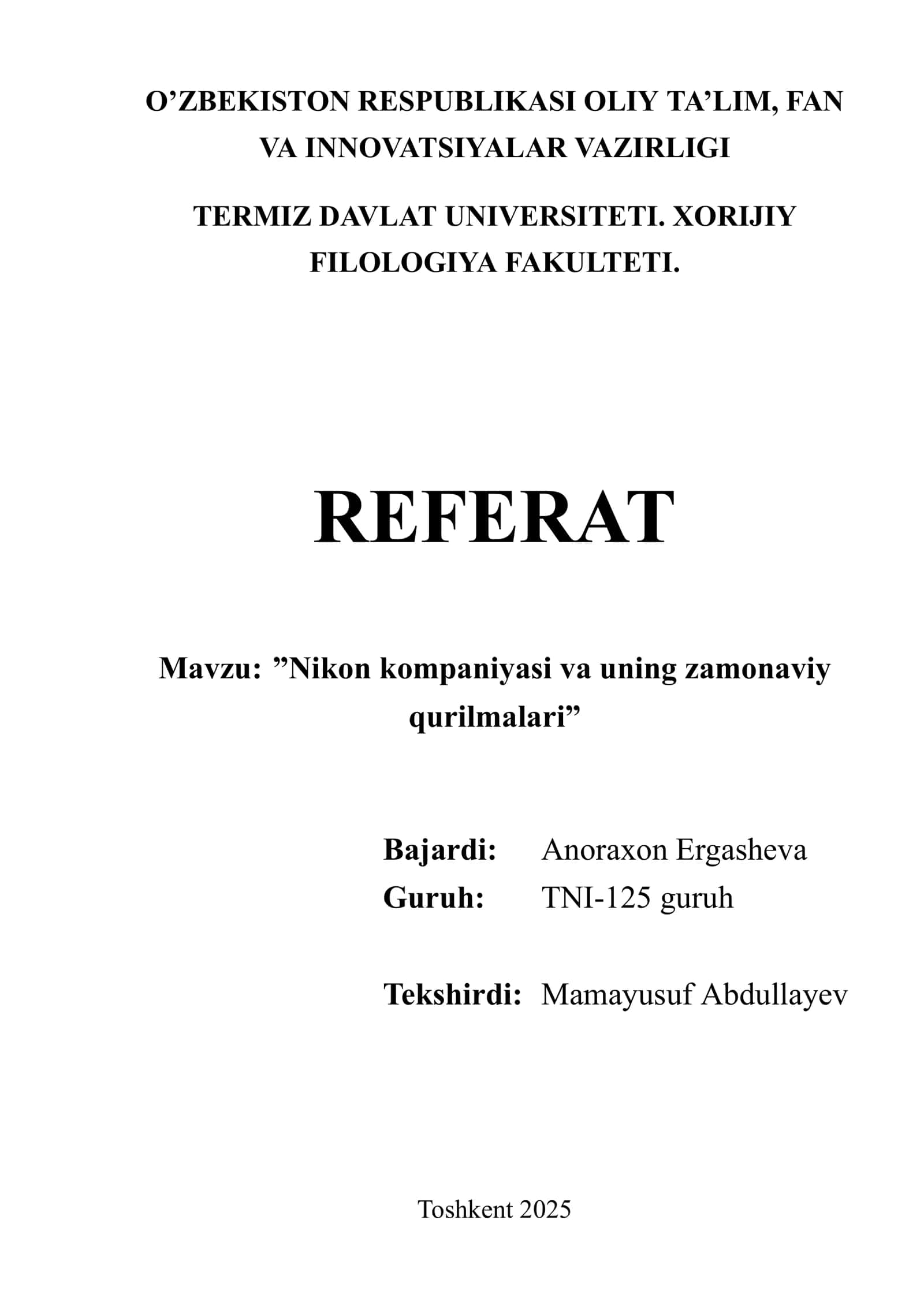 Nikon kompaniyasi va uning zamonaviy qurilmalari