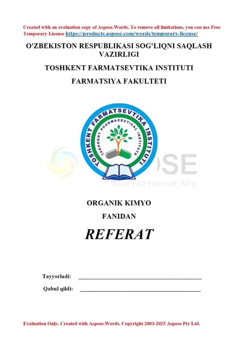 9. Brensted- Louri kislota va asoslari. Oddiy efirlar. Referat 15 bet