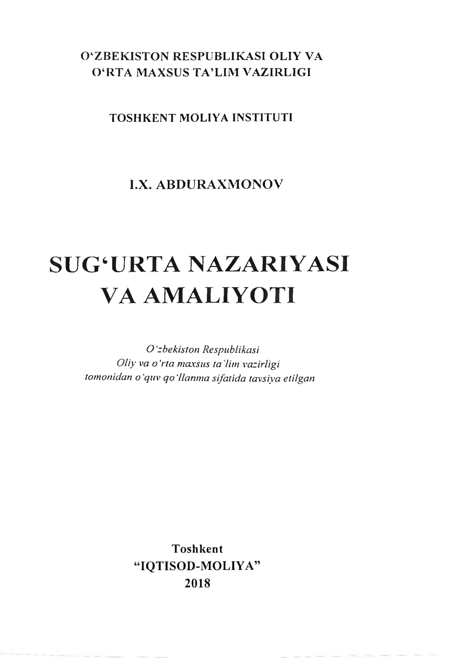Sug'urta nazarivasi va amalivoti