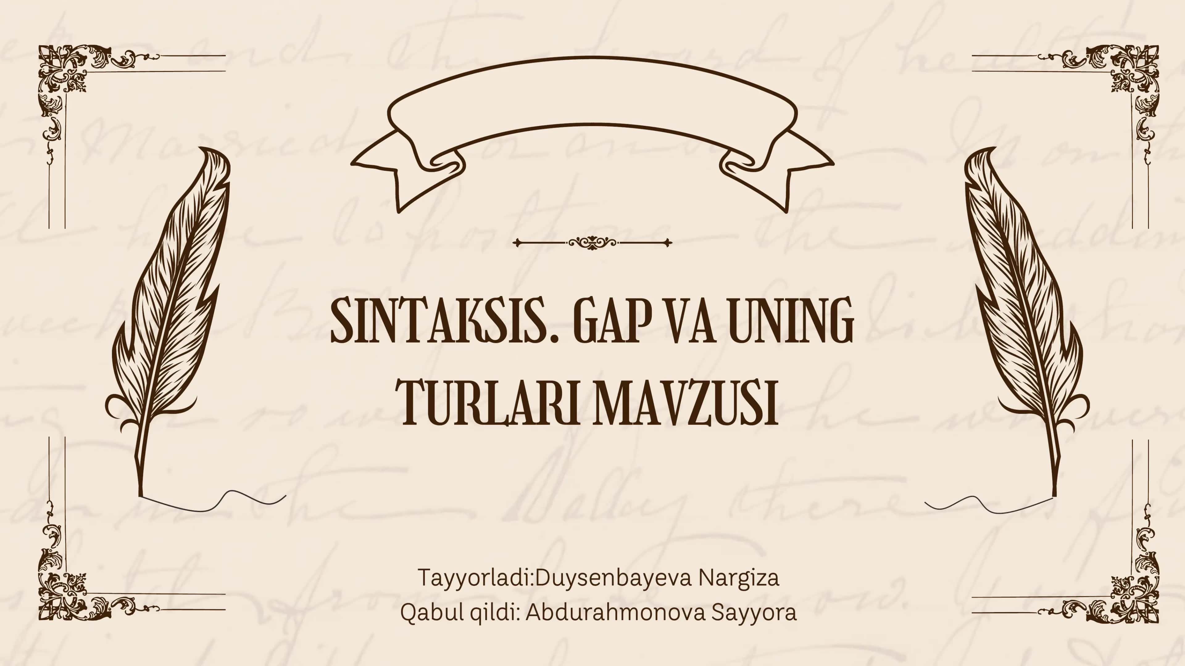 Sintaksis. Gap va uning turlari