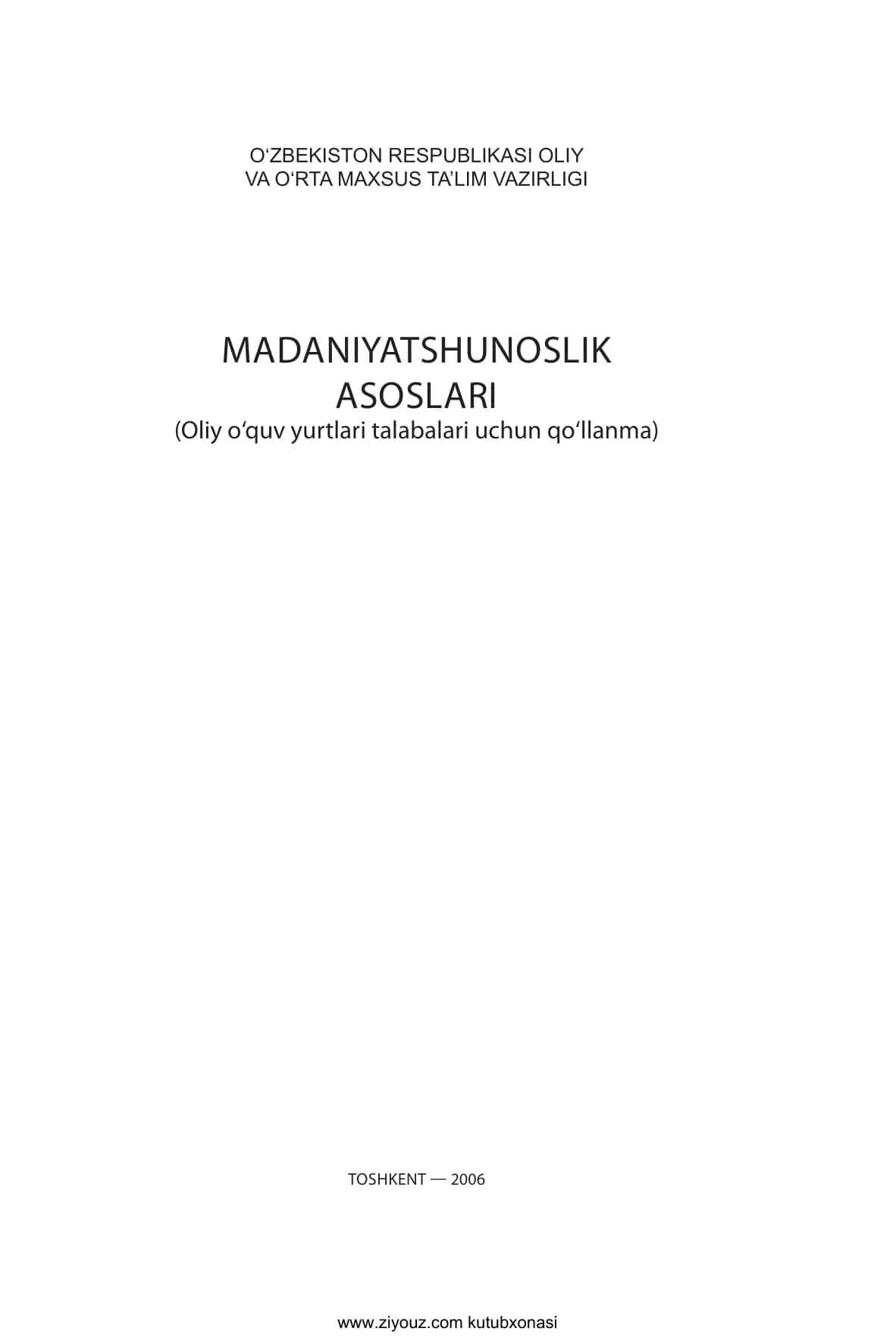 MADANIYaTShUNOSLIK ASOSLARI