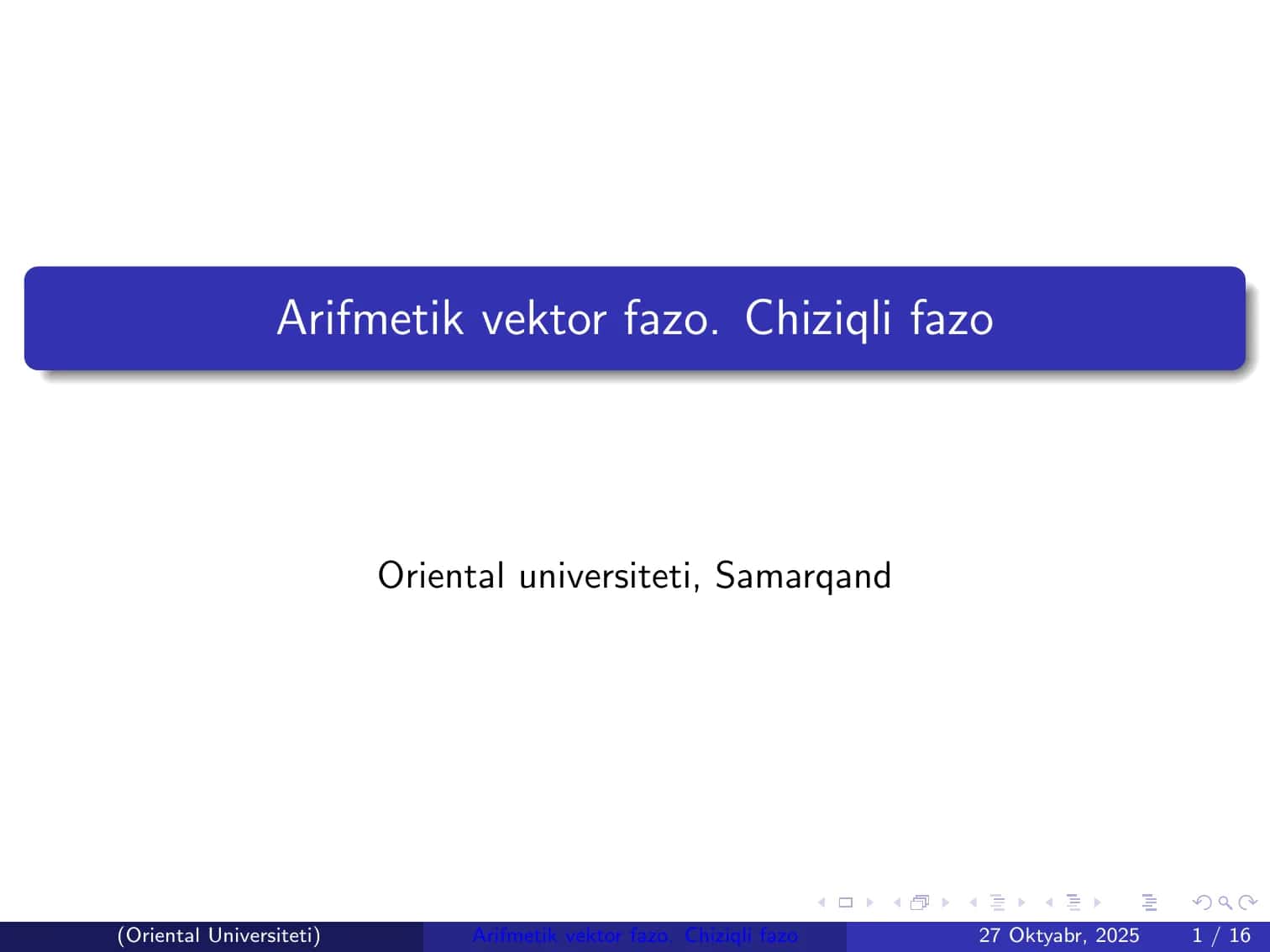 Arifmetik vektor fazo. Chiziqli fazo