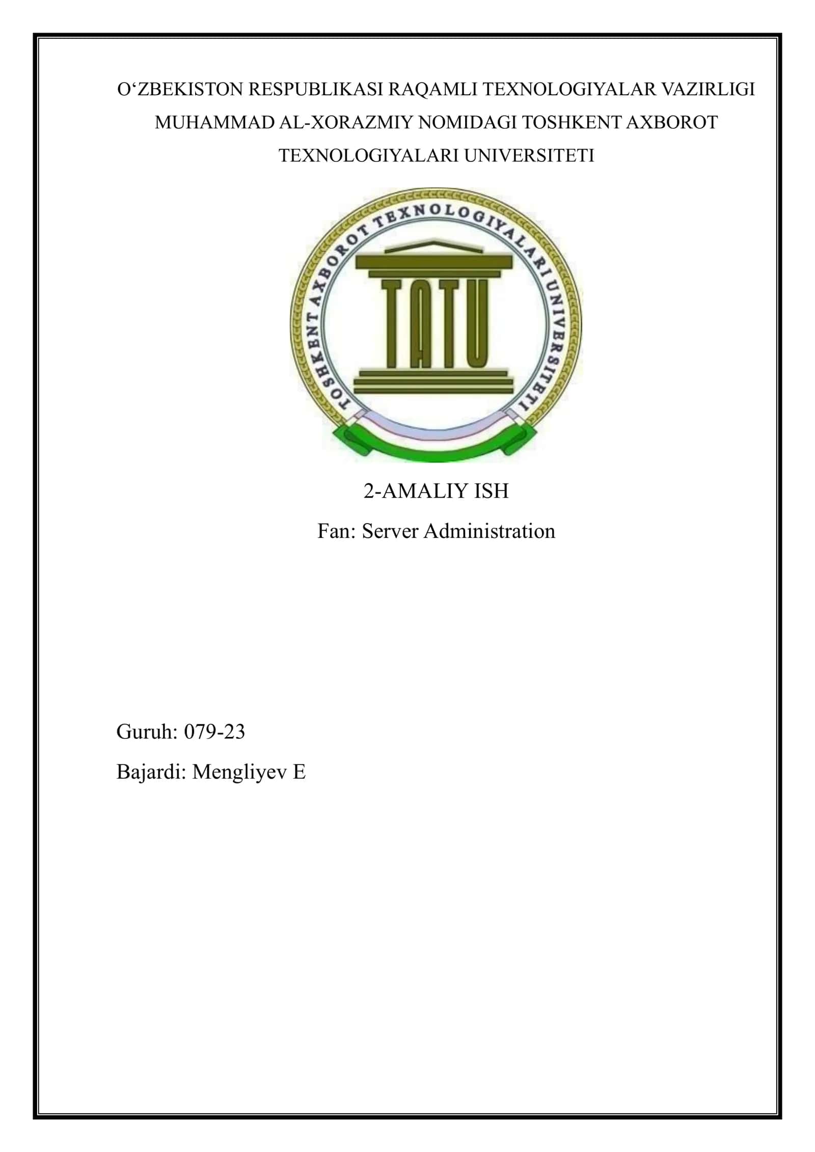 2-AMALIY ISH Fan: Server Administration