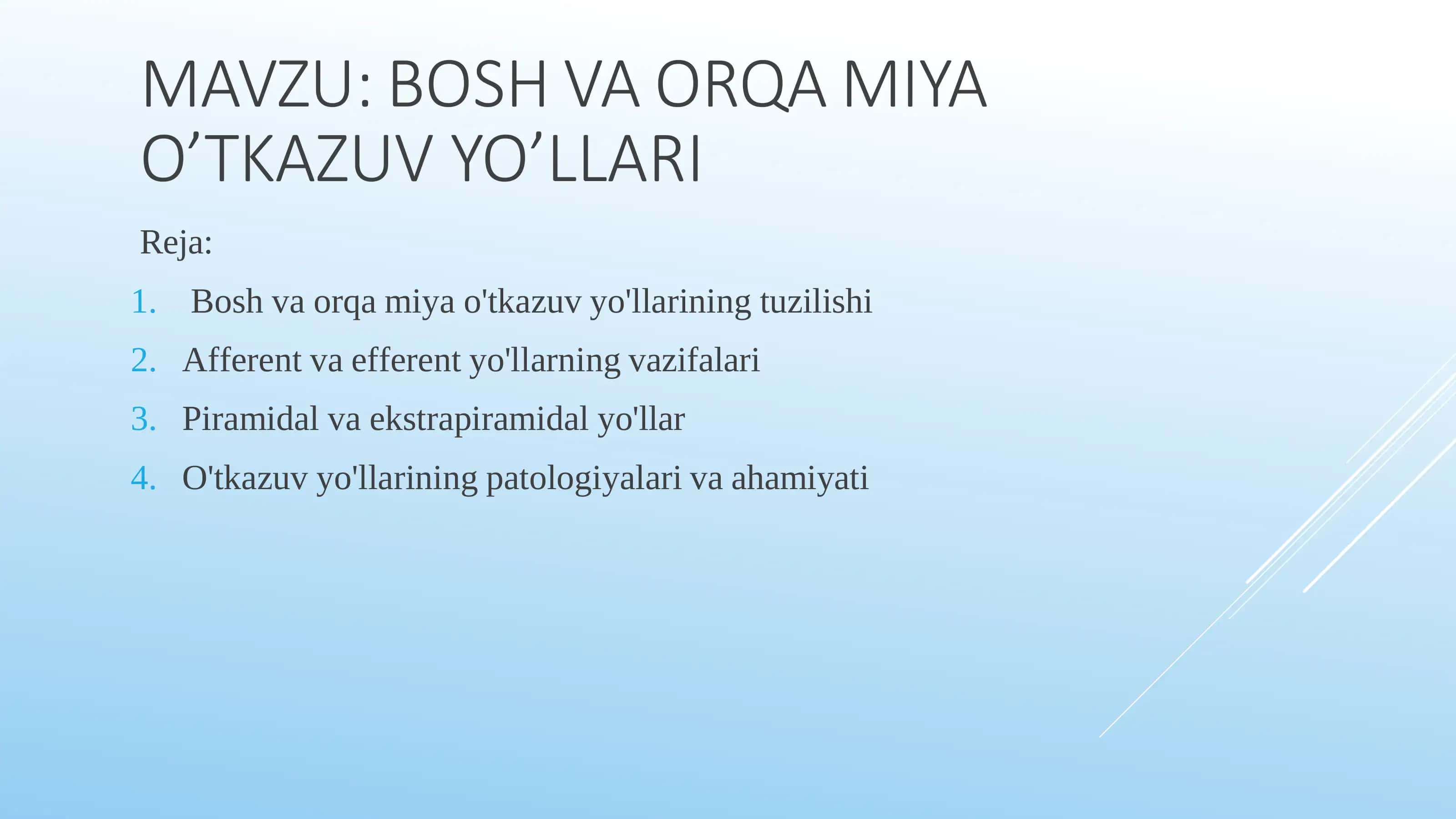 Bosh va orqa miya o'tkazuv yo'llari