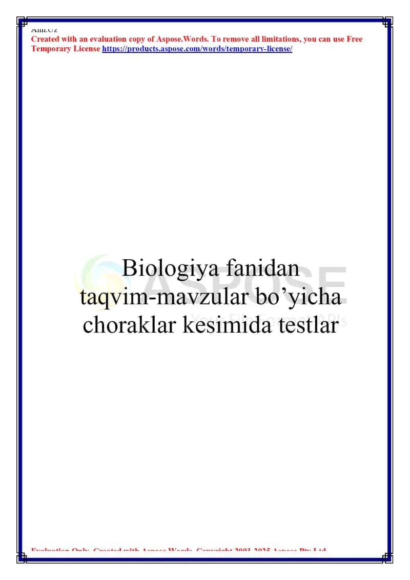 Botanika fanidan test 5- sinf