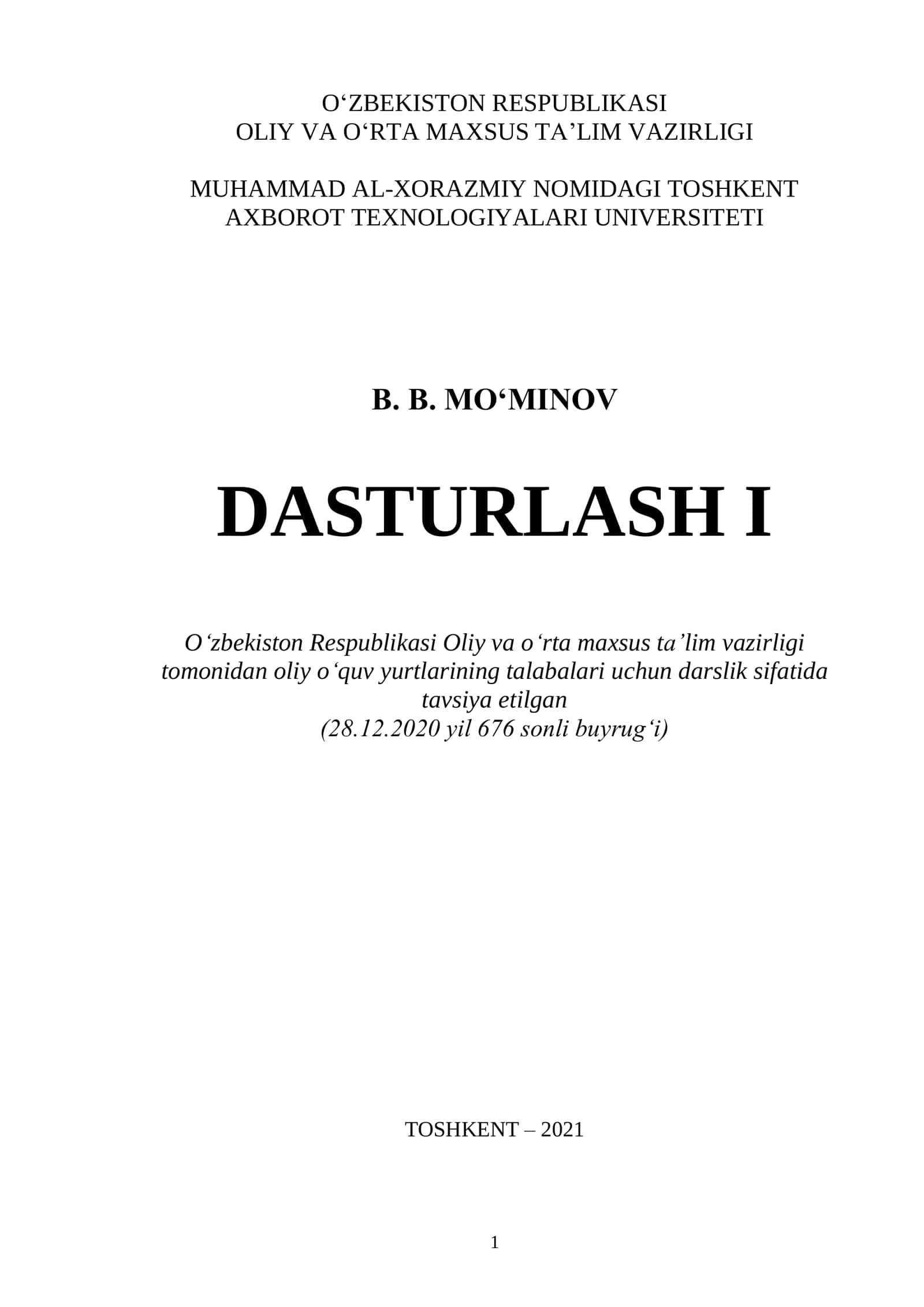 Dasturlash I