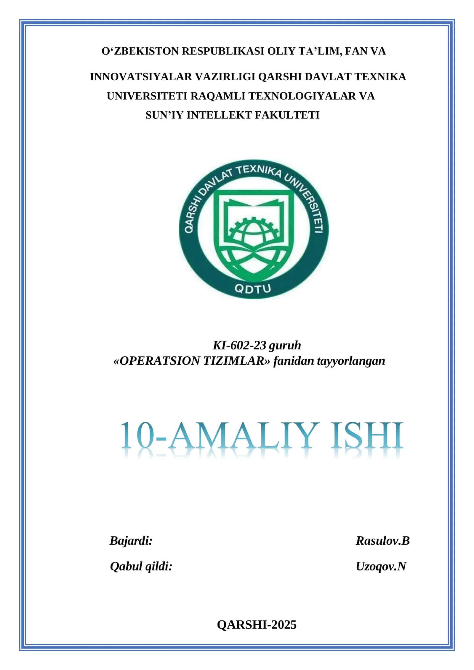 10-AMALIY ISHI: Windowsdagi tizim jarayonlari va hodisalarining auditi