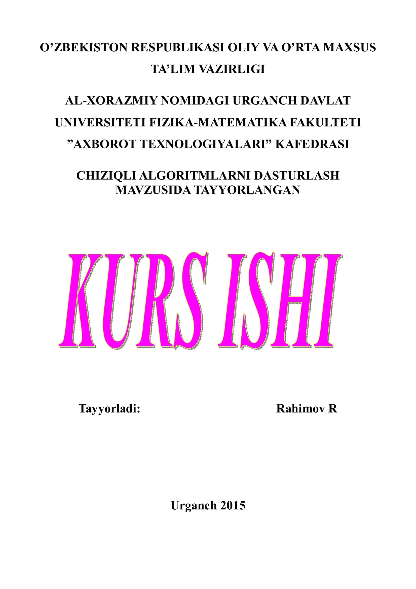 Chiziqiy algoritmni dasturlash
