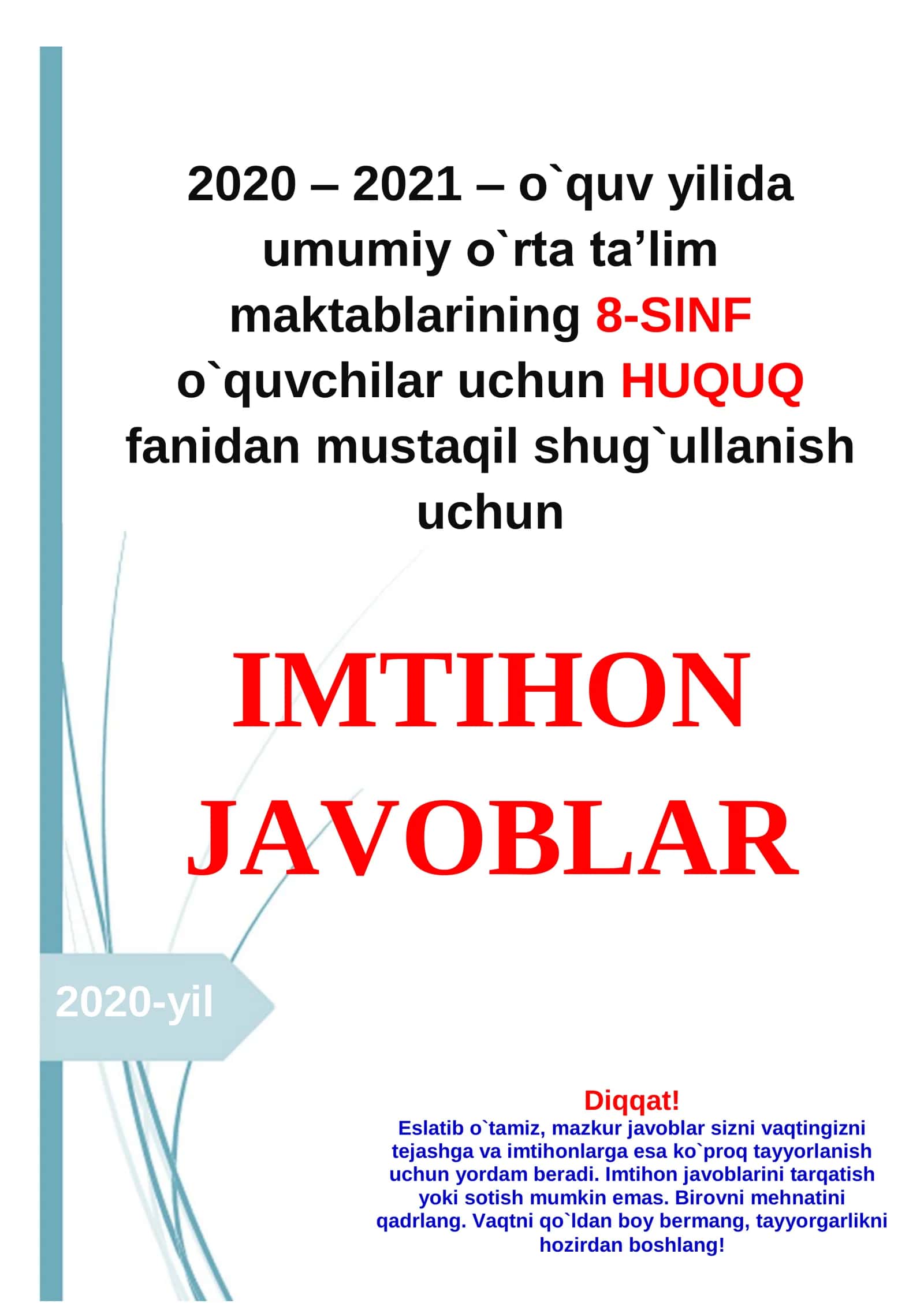 8-sinf O‘zbekiston davlat va huquq asoslari