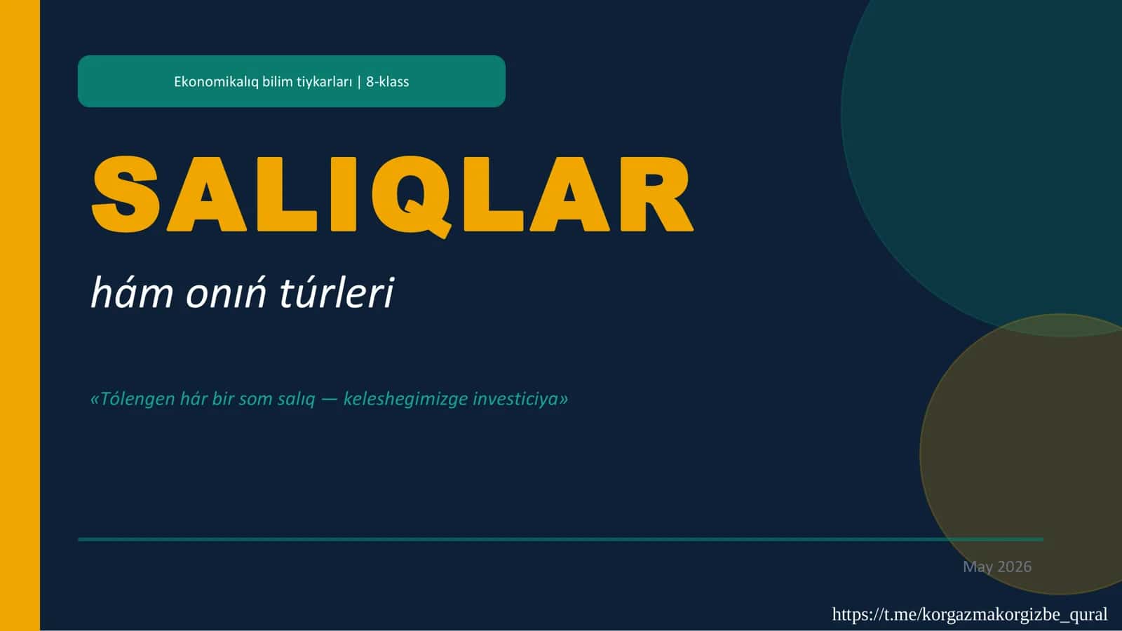 SALIQLAR hám onıń túrleri
