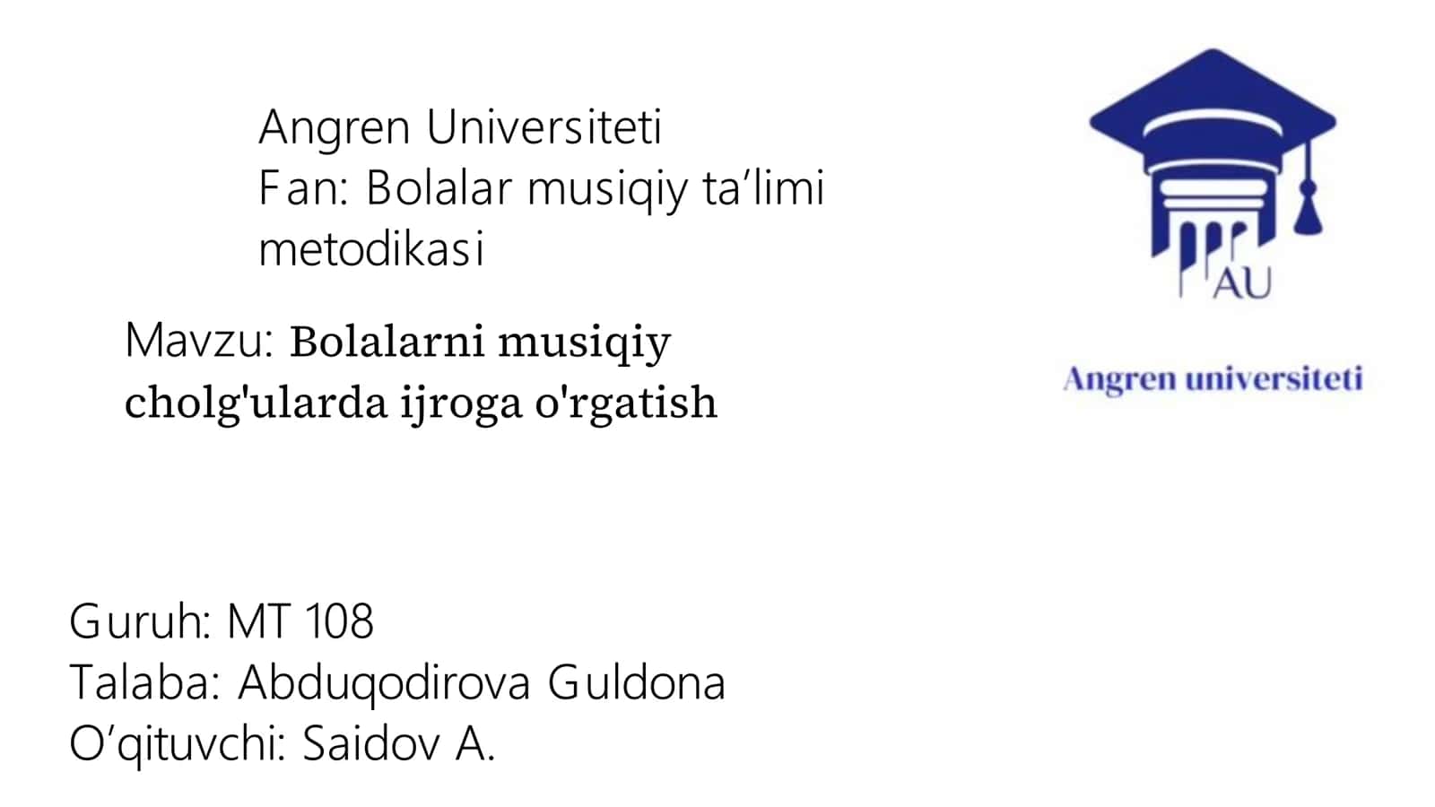 Bolalarni musiqiy cholg'ularda ijroga o'rgatish