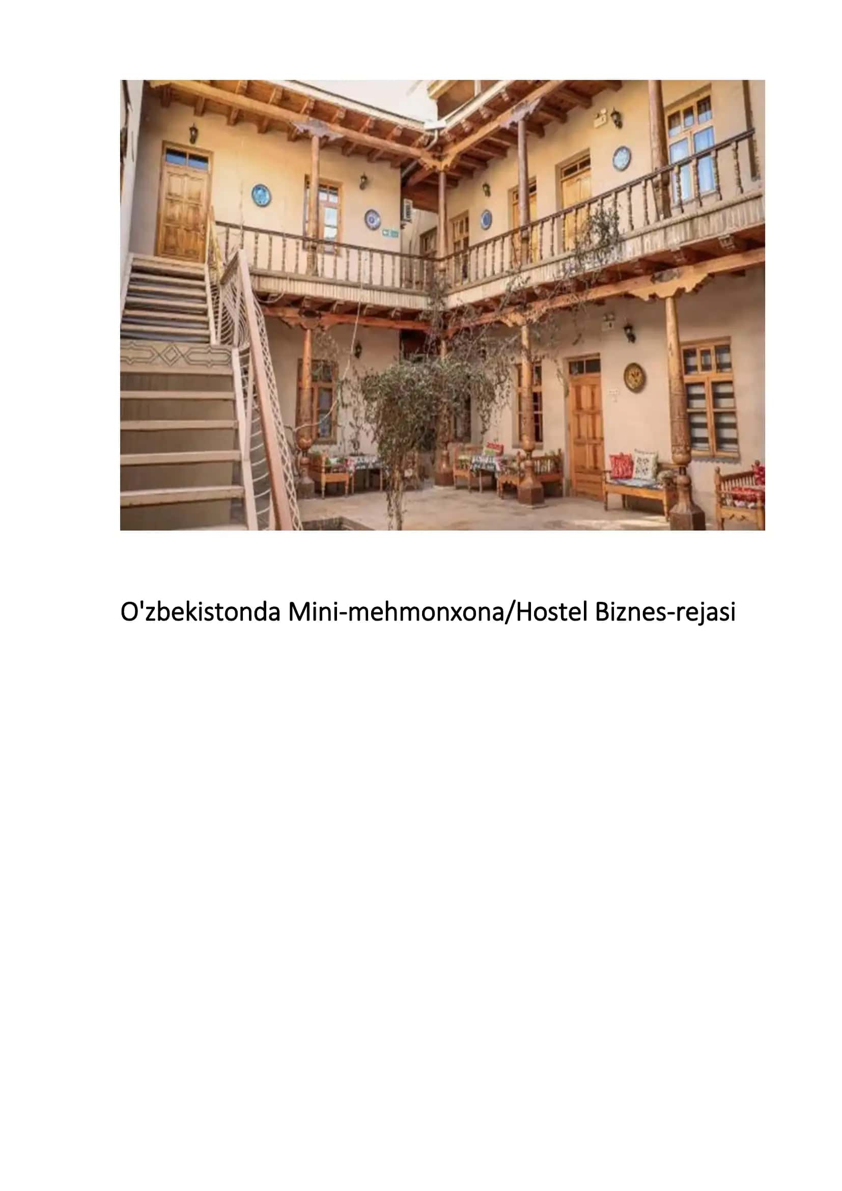 Mini-mehmonxona/Hostel Biznes-rejasi