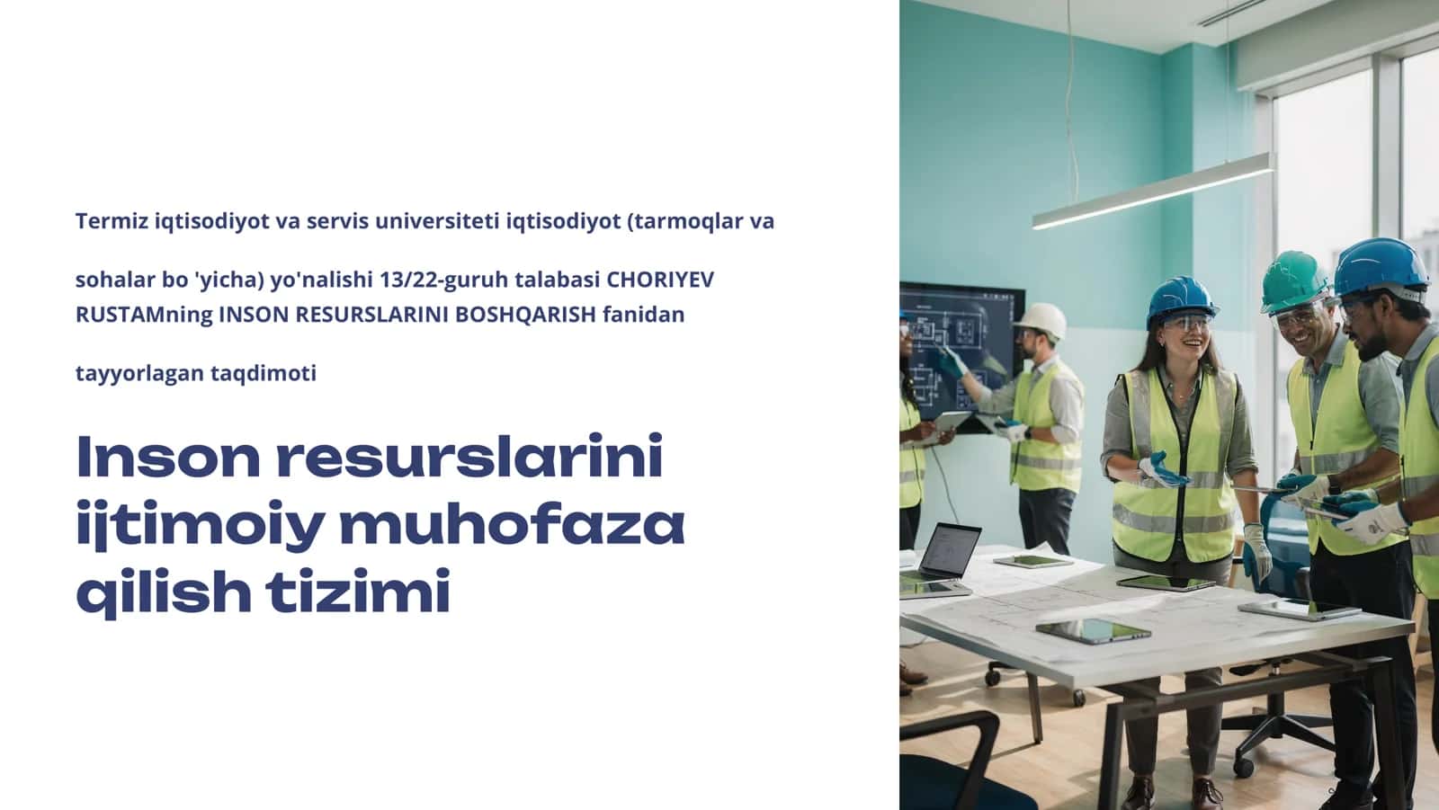 Inson resurslarini ijtimoiy muhofaza qilish tizimi