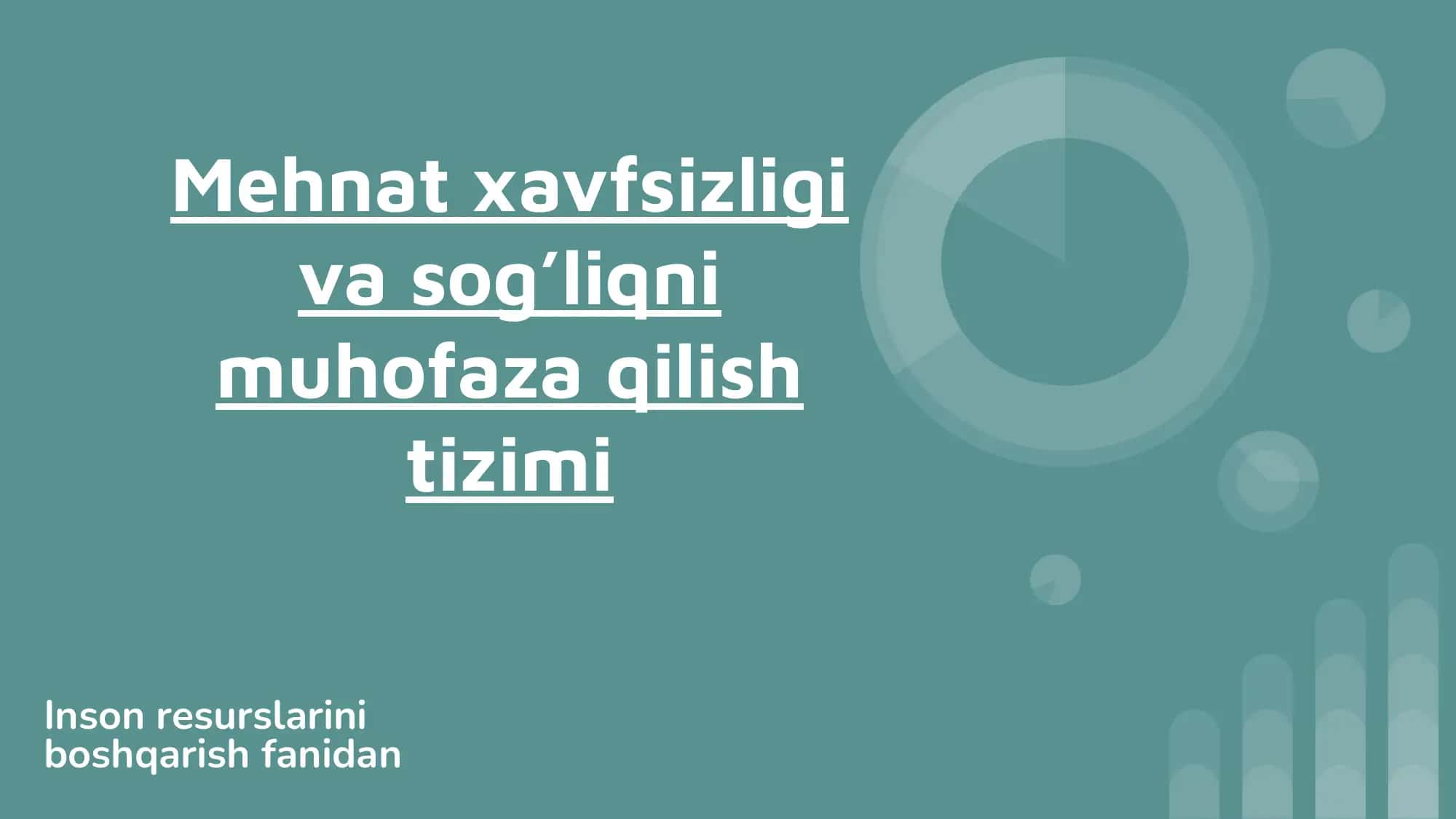Mehnat xavfsizligi va sogʻliqni muhofaza qilish tizimi.