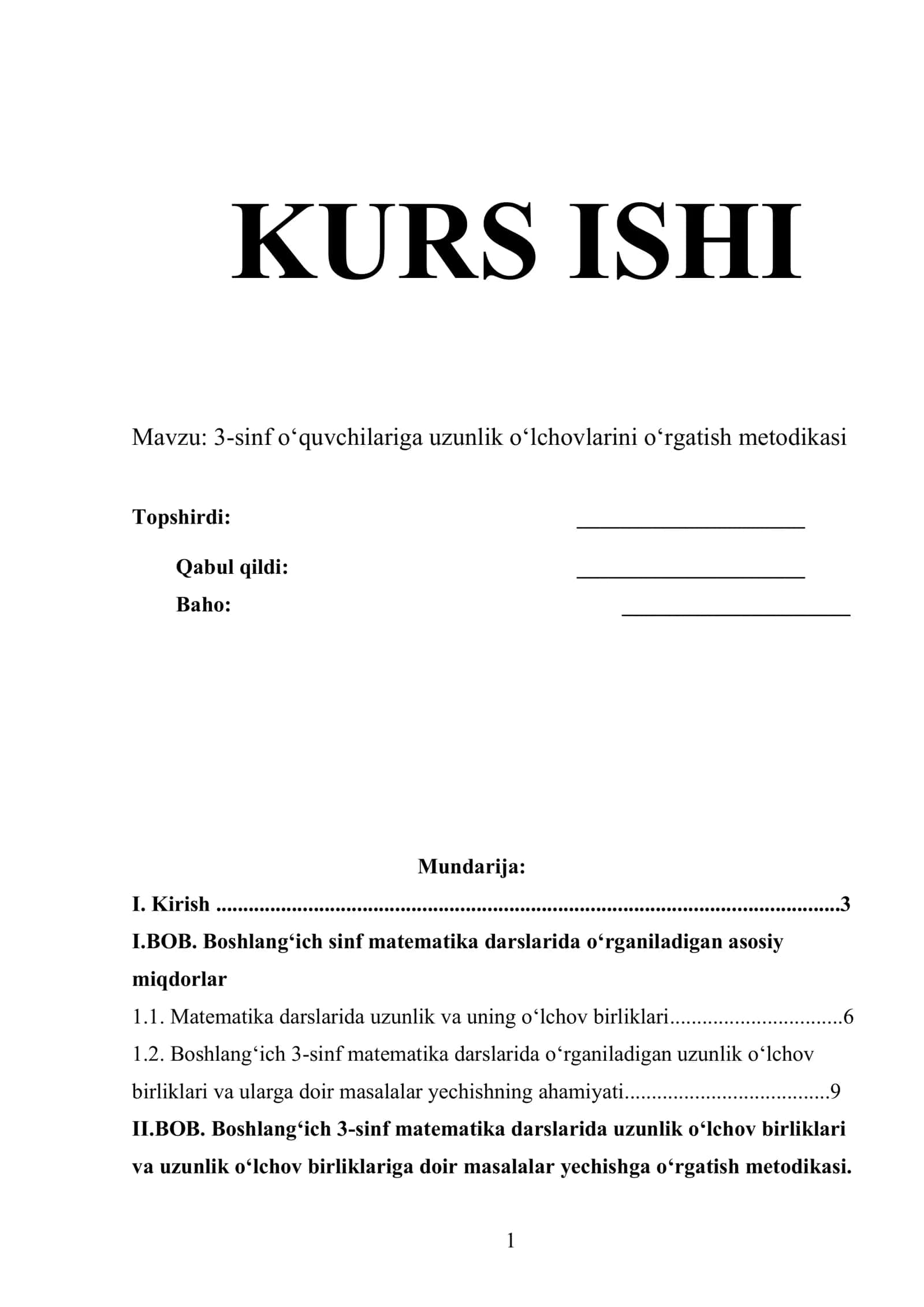 3-sinf o‘quvchilariga uzunlik o‘lchovlarini o‘rgatish metodikasi
