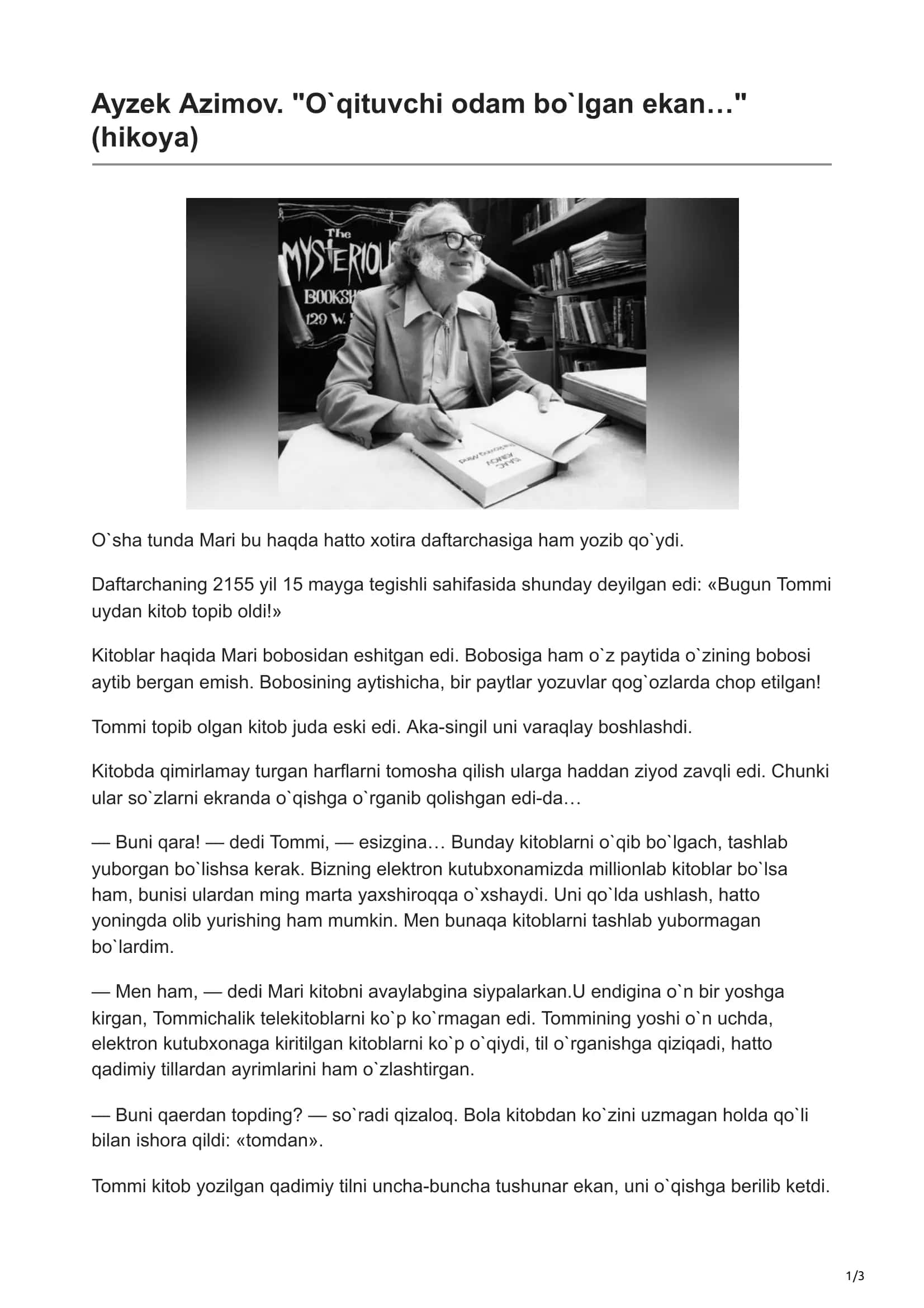O‘qituvchi odam bo‘lgan ekan…