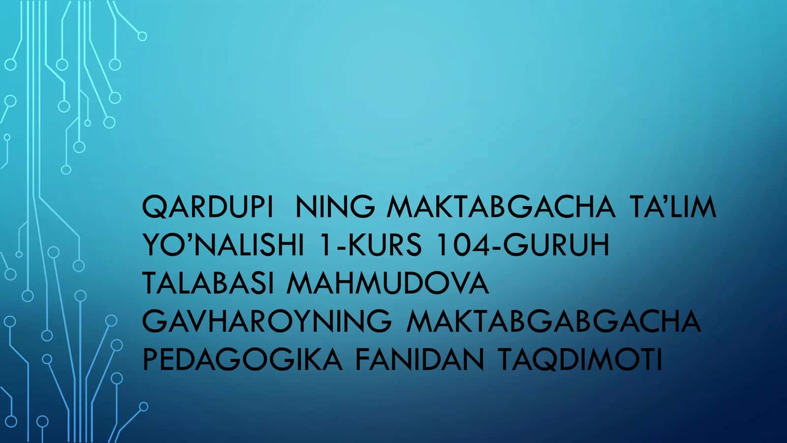PEDAGOGIKA FANIDAN TAQDIMOTI