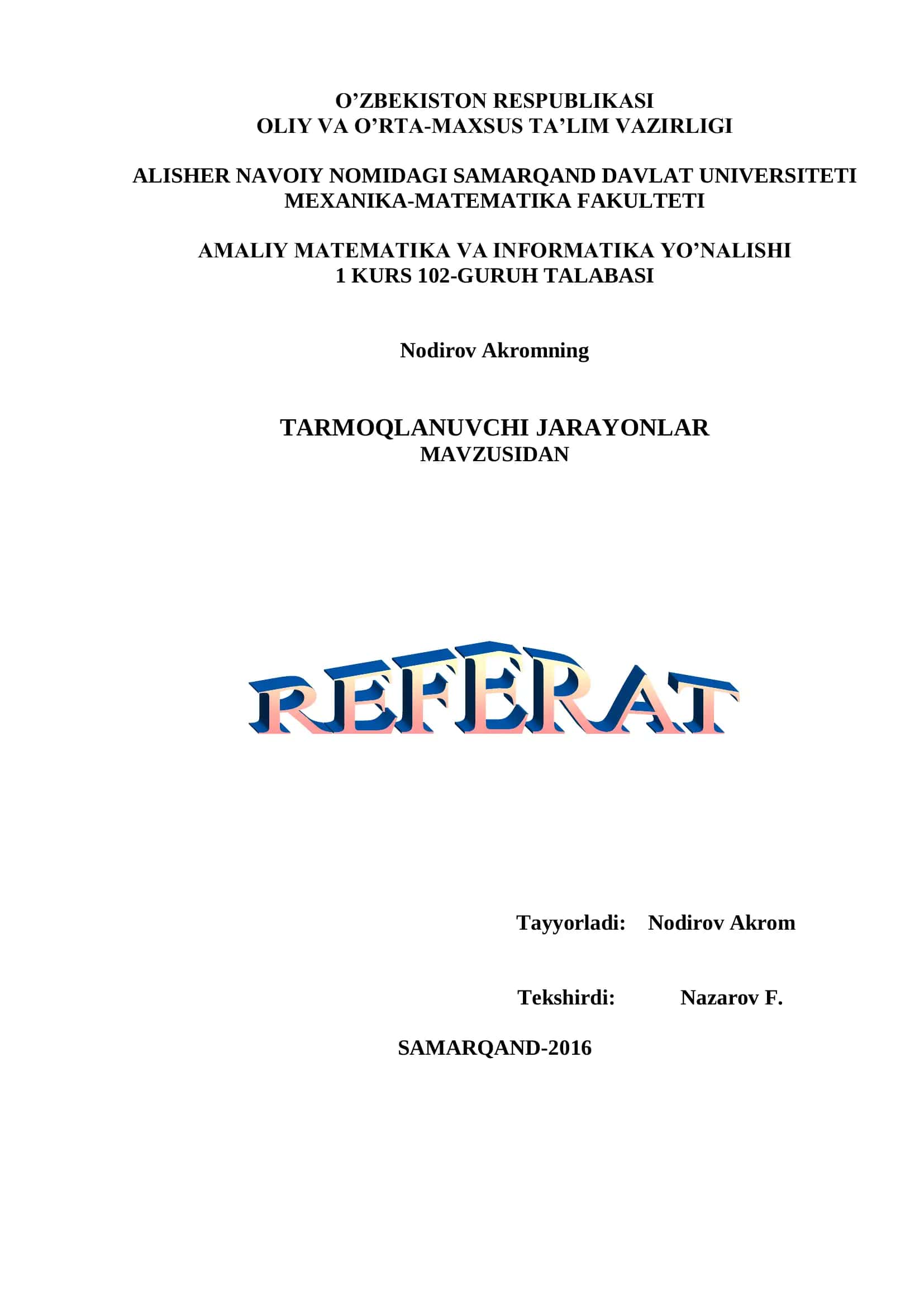 Tarmoqlanuvchi jarayonlar