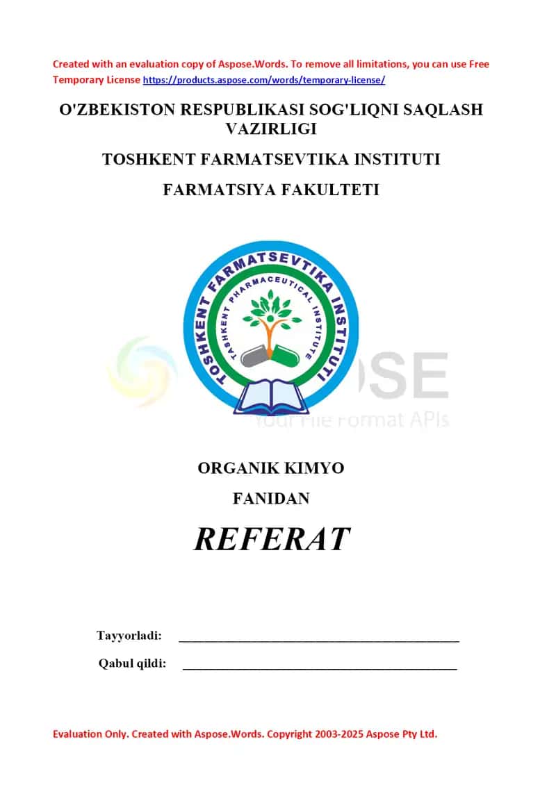3. Organik reaksiyalarning turlari. Organik moddalarda elektronodonor va elektronoakseptor o'rinbosarlarni aniqlash. Referat 9 bet