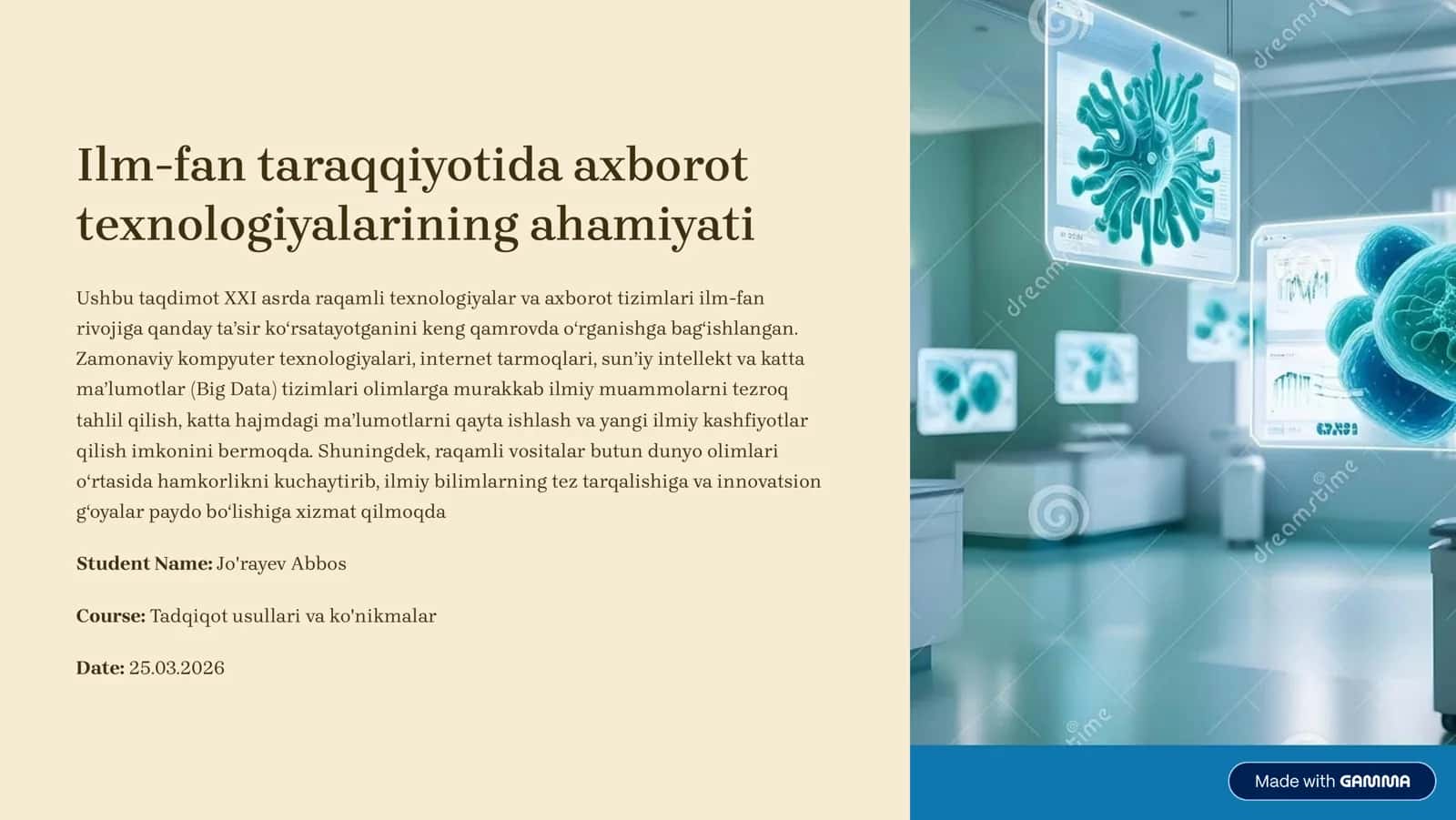 Ilm-fan taraqqiyotida axborot texnologiyalarining ahamiyati