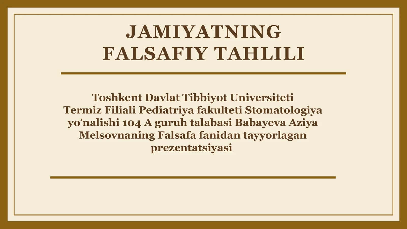 JAMIYATNING FALSAFIY TAHLILI