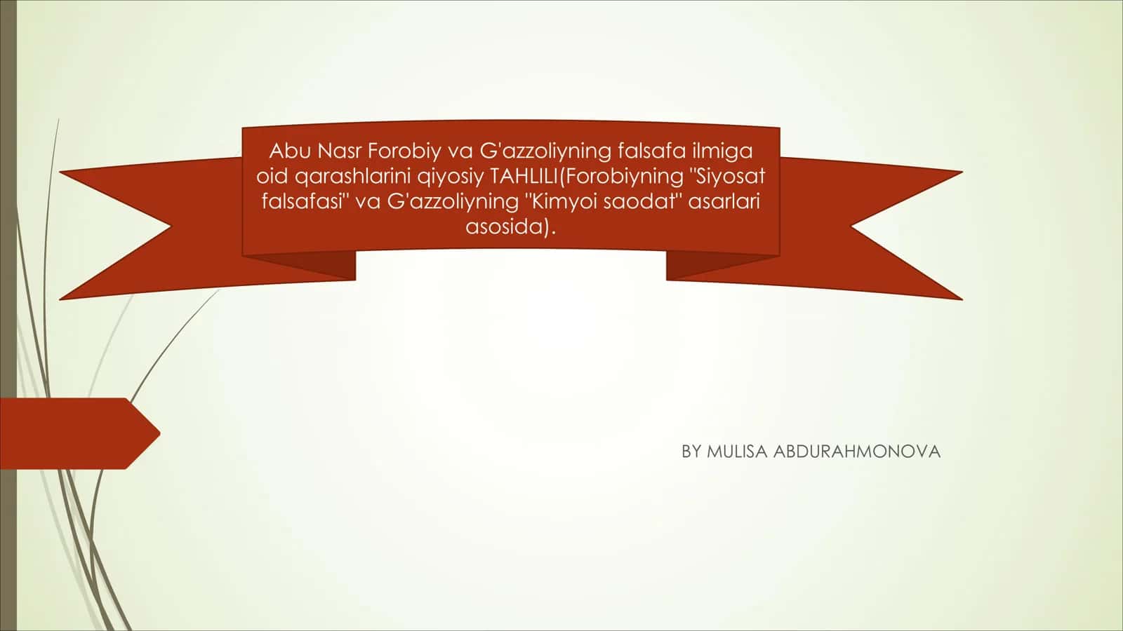 Abu Nasr Forobiy va G'azzoliyning falsafa ilmiga oid qarashlarini qiyosiy TAHLILI