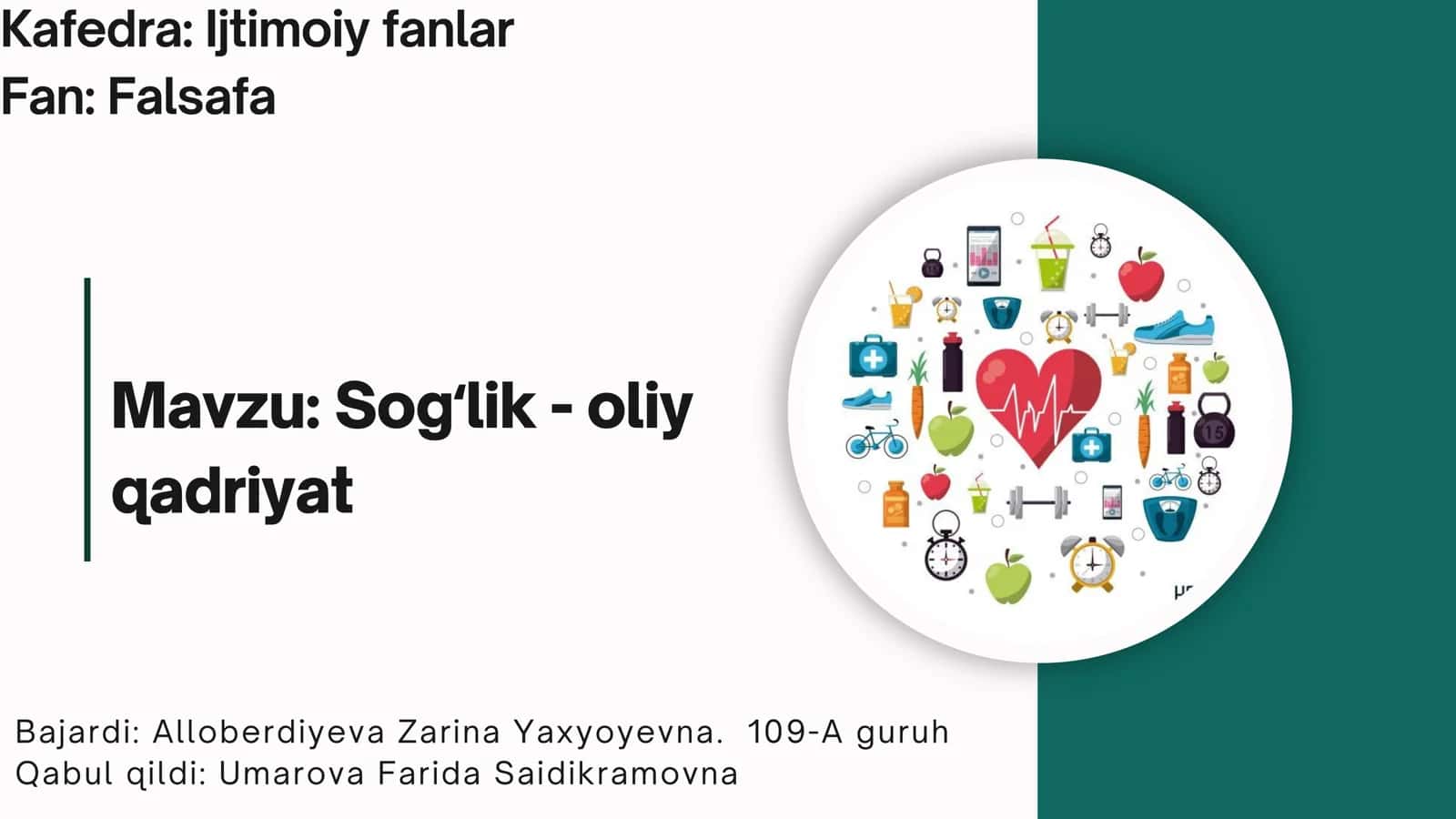 Sogʻlik - oliy qadriyat