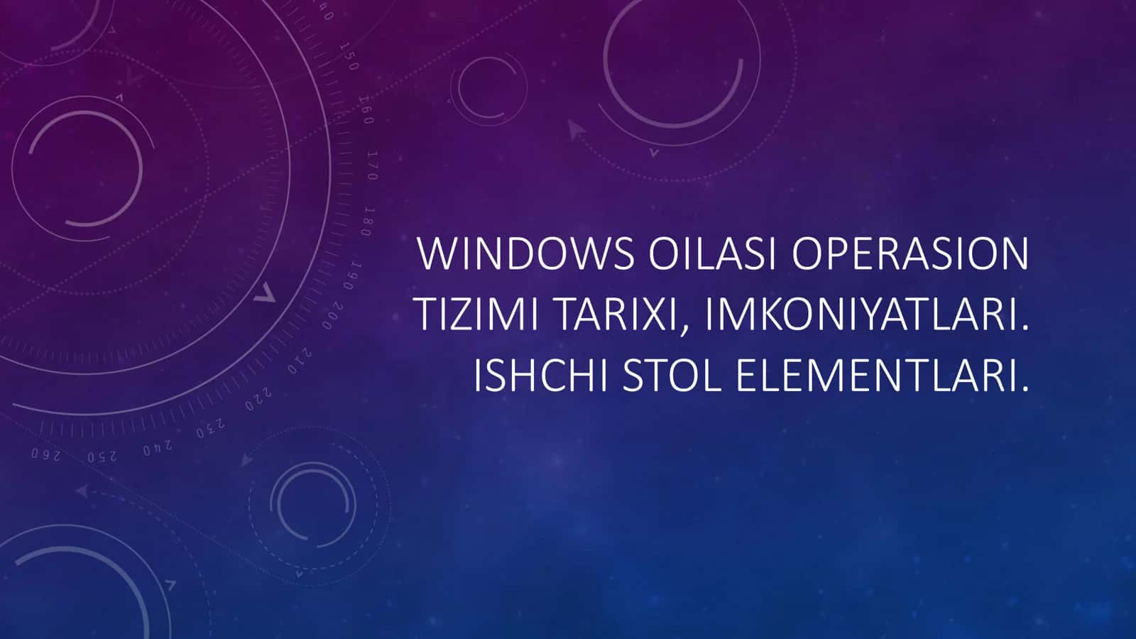 WINDOWS OILASI OPERASION TIZIMI TARIXI, IMKONIYATLARI