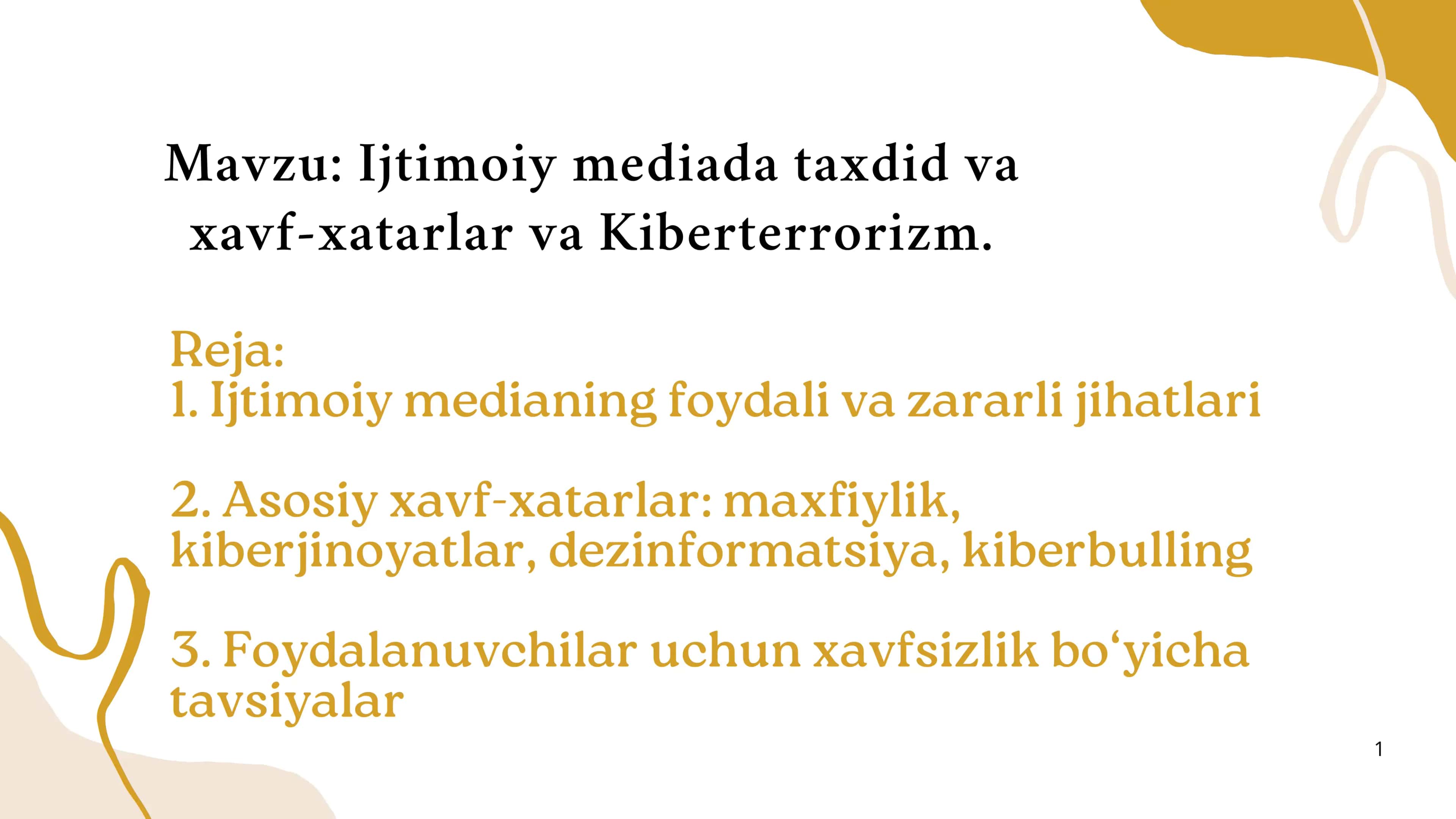 Ijtimoiy mediada taxdid va xavf-xatarlar va Kiberterrorizm
