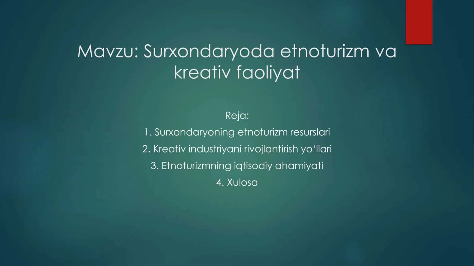 Surxondaryo viloyati etnoturizm va kreativ faoliyat