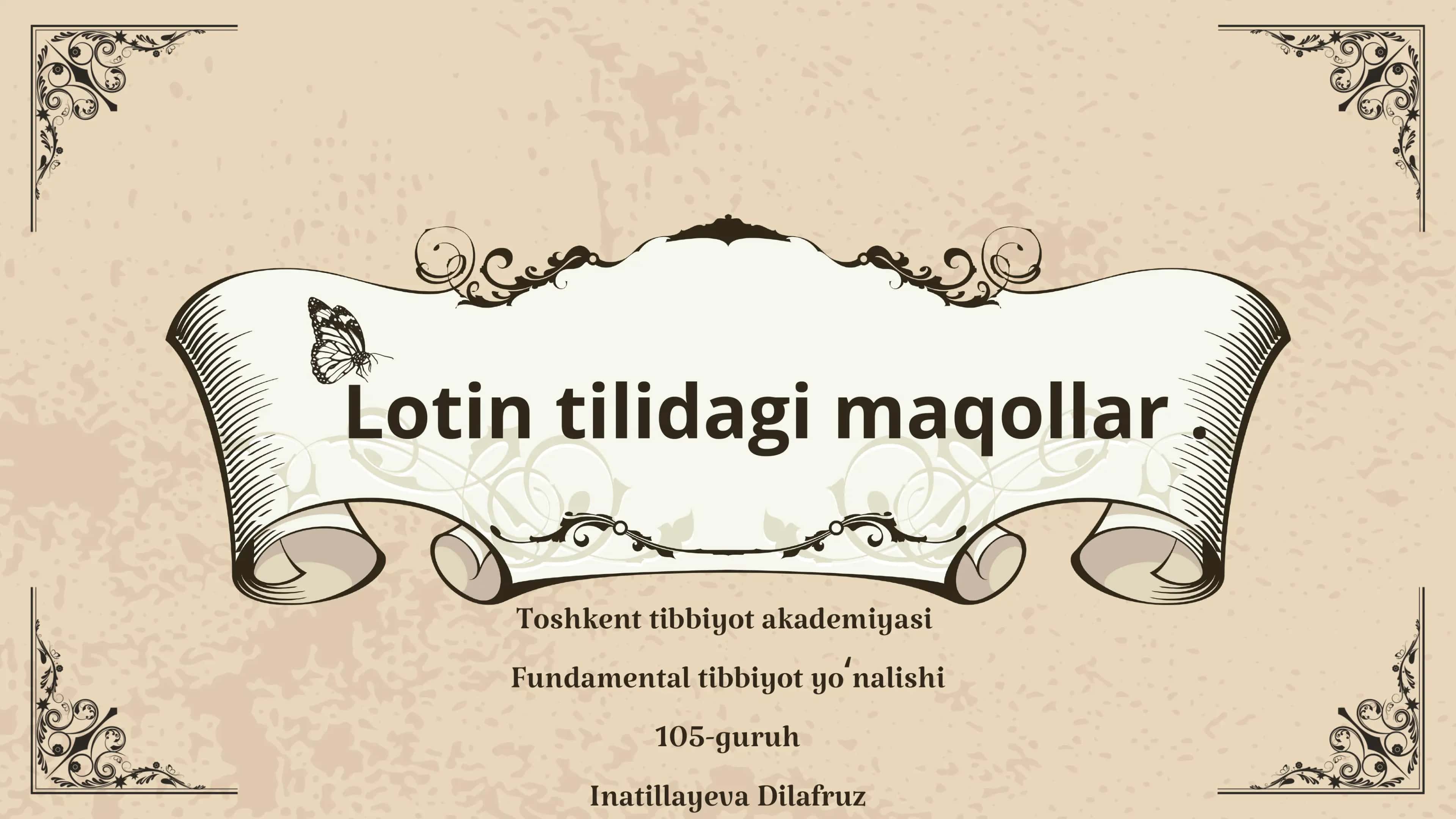 Lotin tilida maqollar mavzusiga prizintatsiya