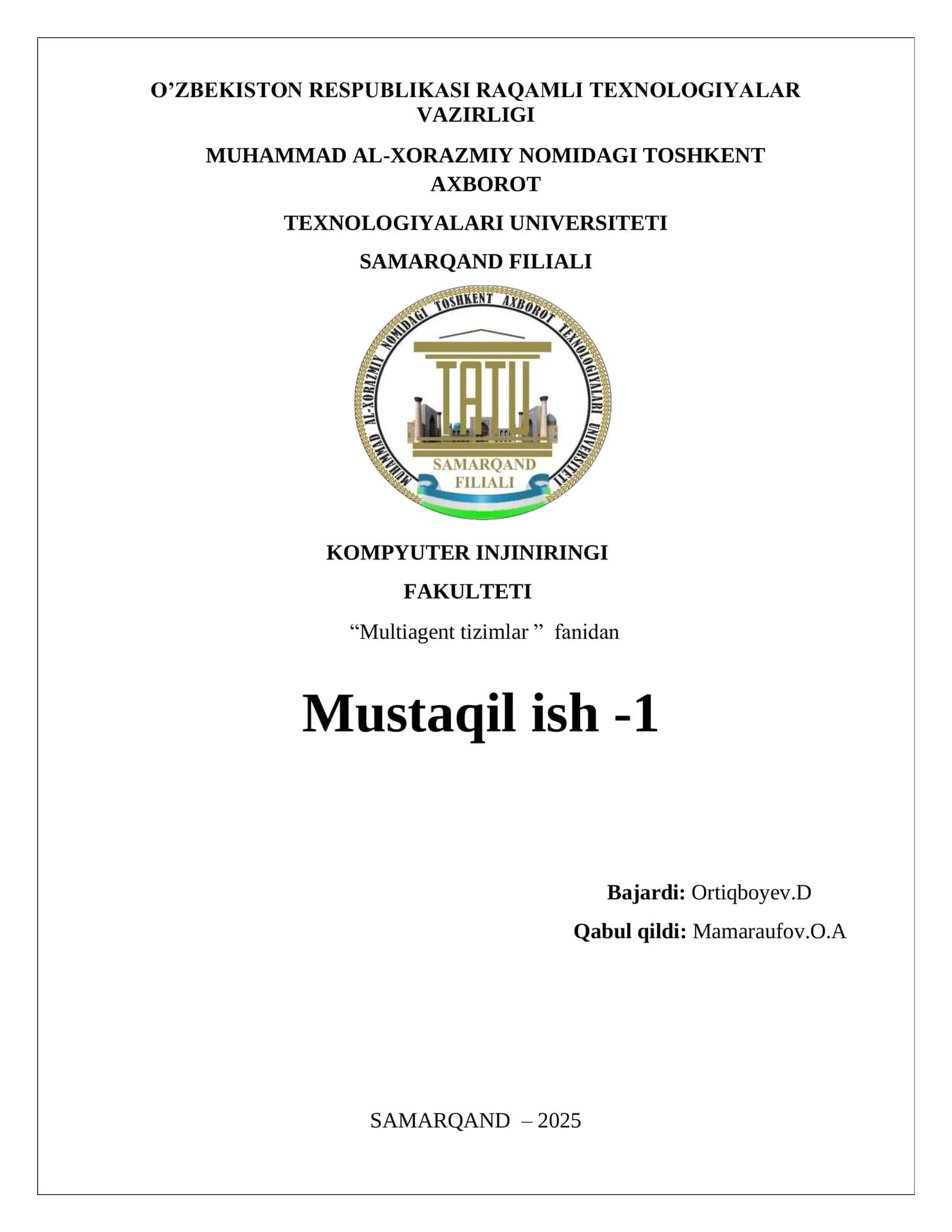 Multiagent tizimlar