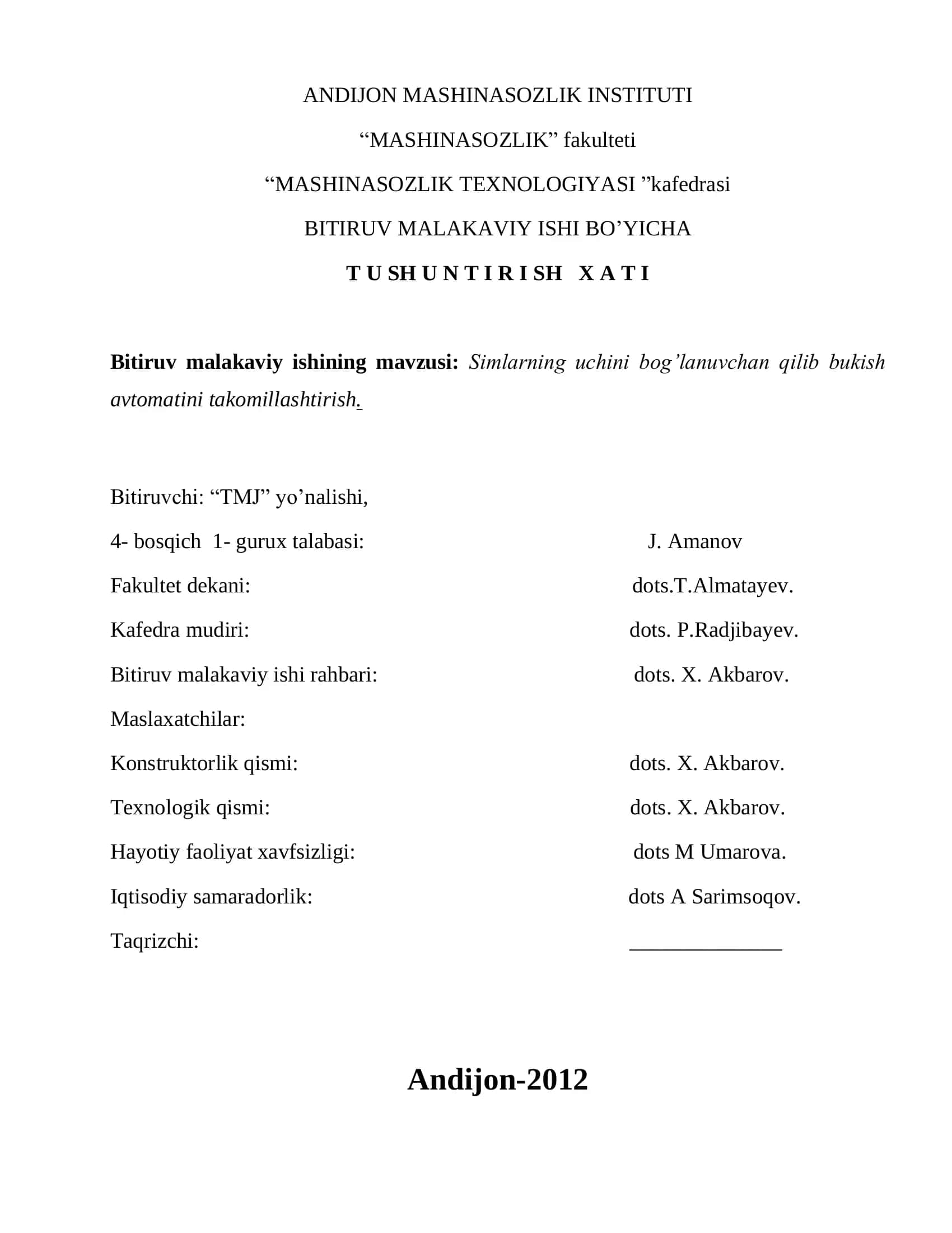 Simlarning uchini bog'lanuvchan qilib bukish avtomatini takomillashtirish