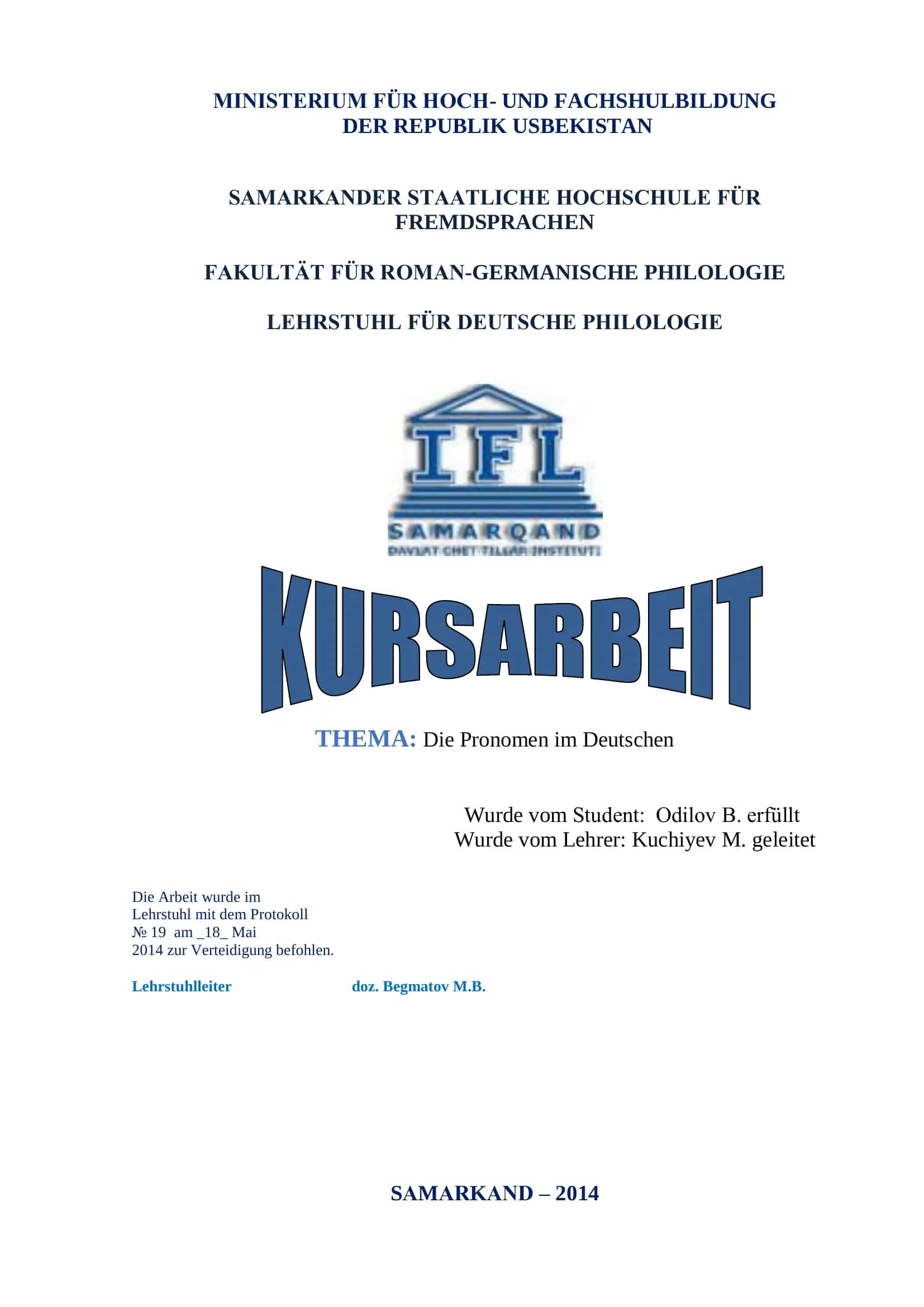 Die Pronomen im Deutschen