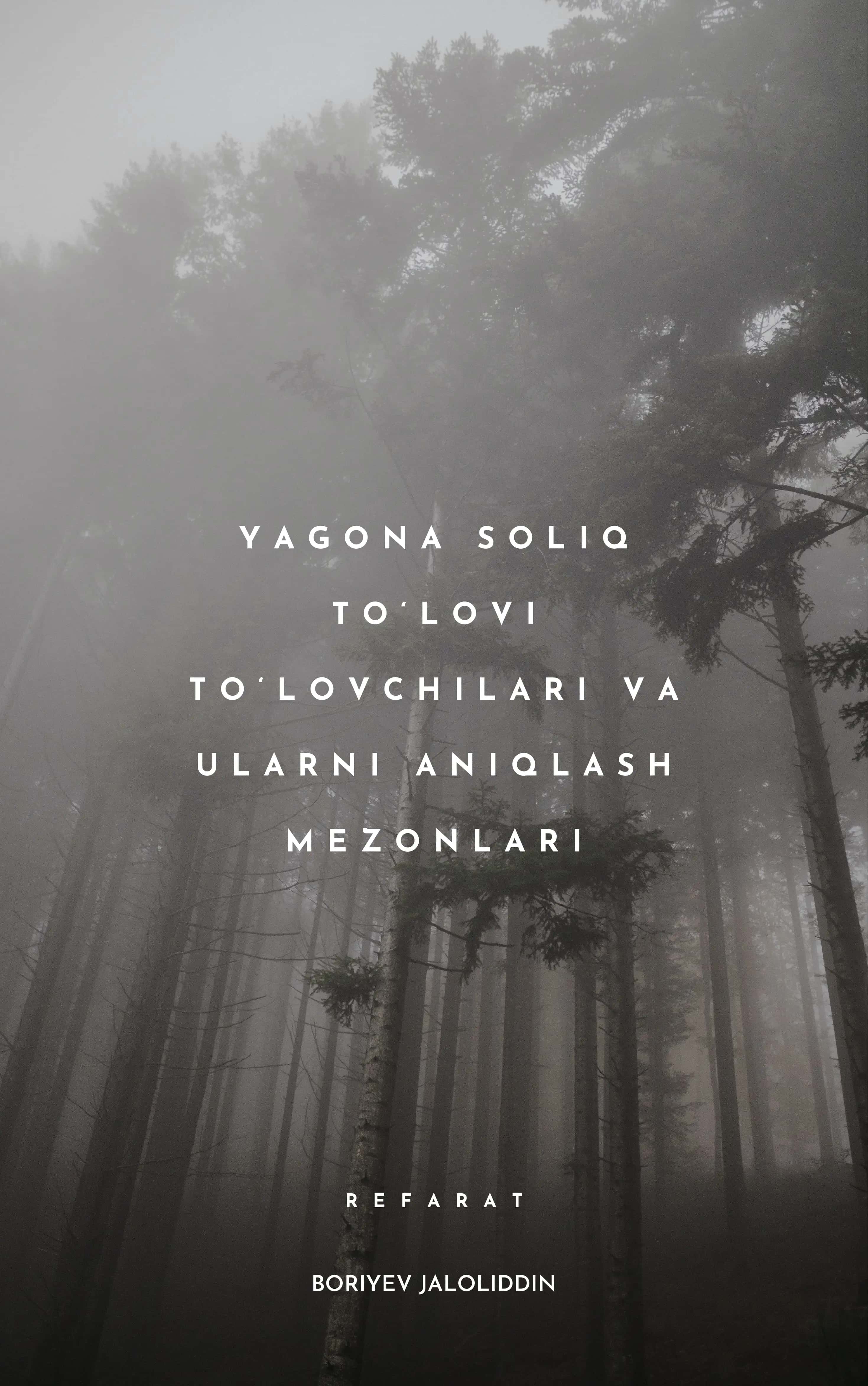 Yagona soliq to‘lovi to‘lovchilari va ularni aniqlash mezonlari