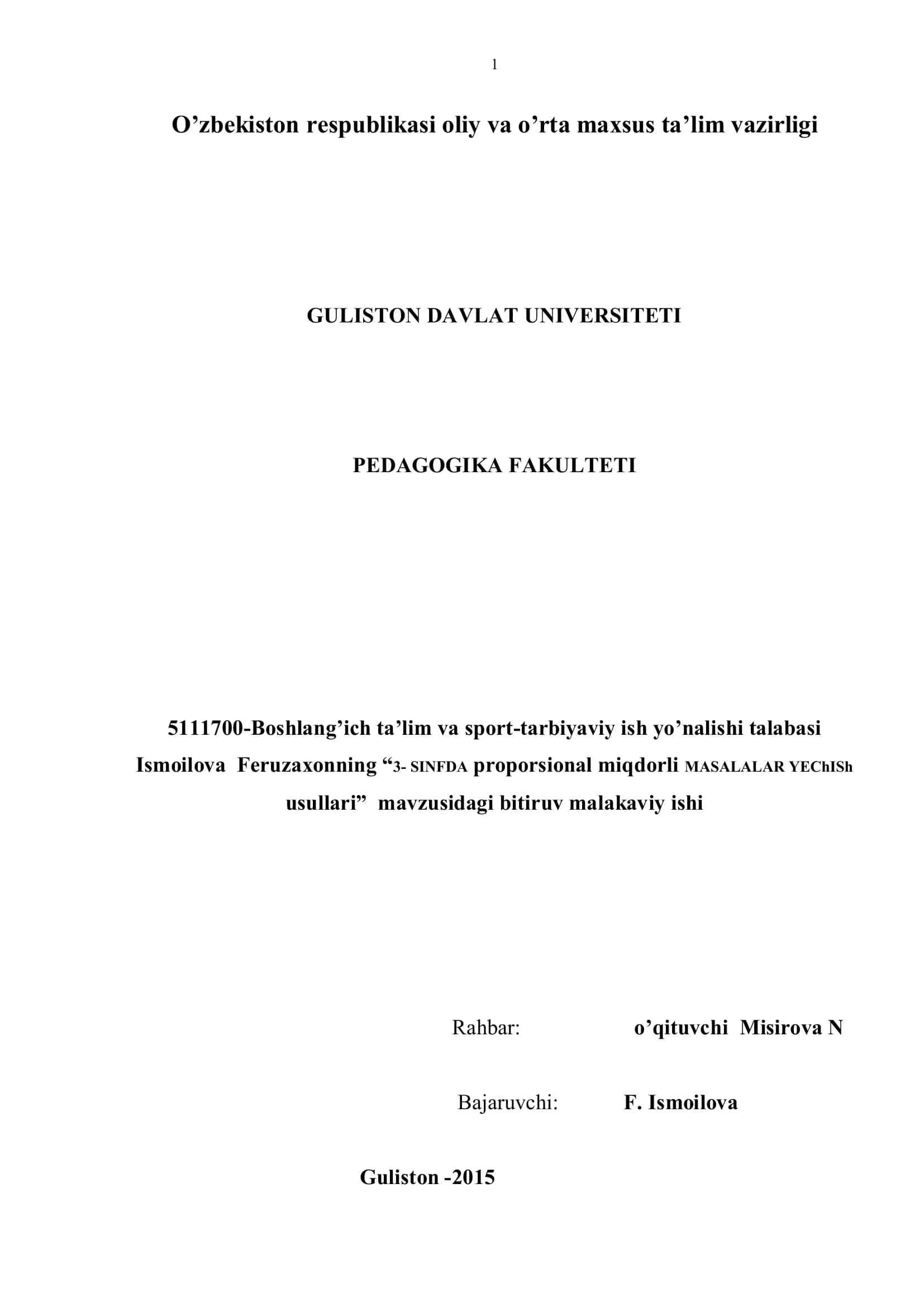 3-SINFDA proporsional miqdorli MASALALAR YEChISh usullari