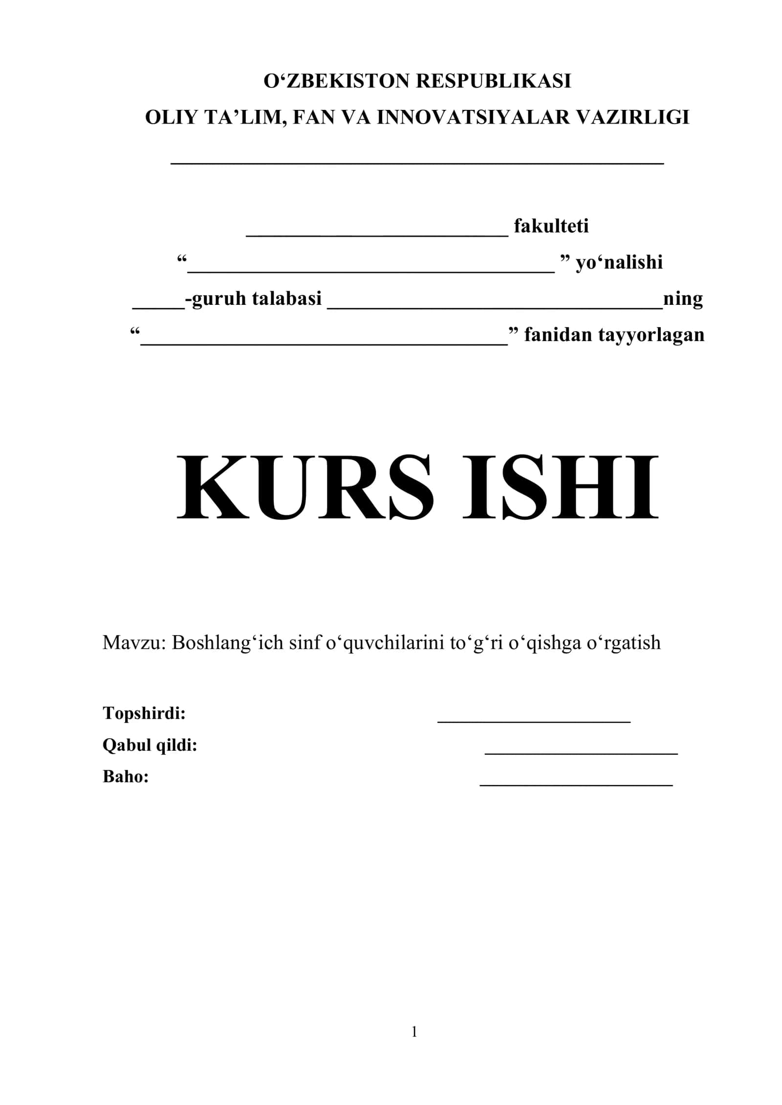 Boshlang‘ich sinf o‘quvchilarini to‘g‘ri o‘qishga o‘rgatish