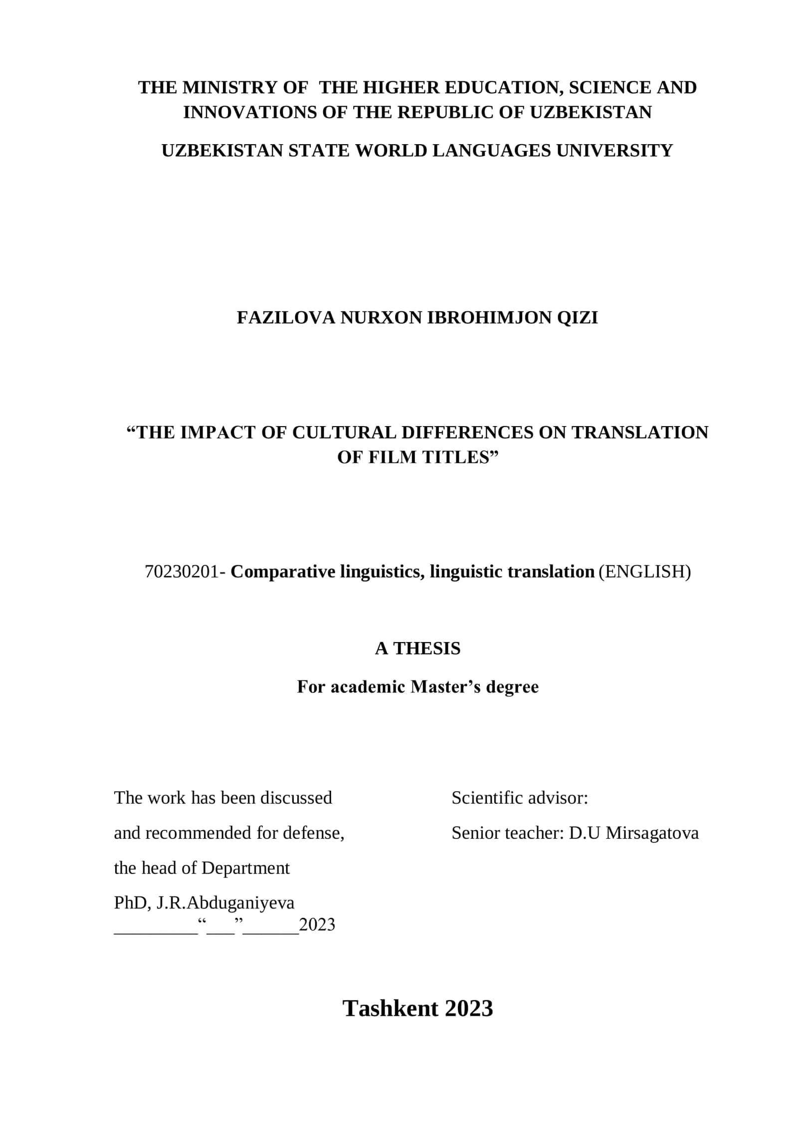 The impact of cultural differences on translation of film titles