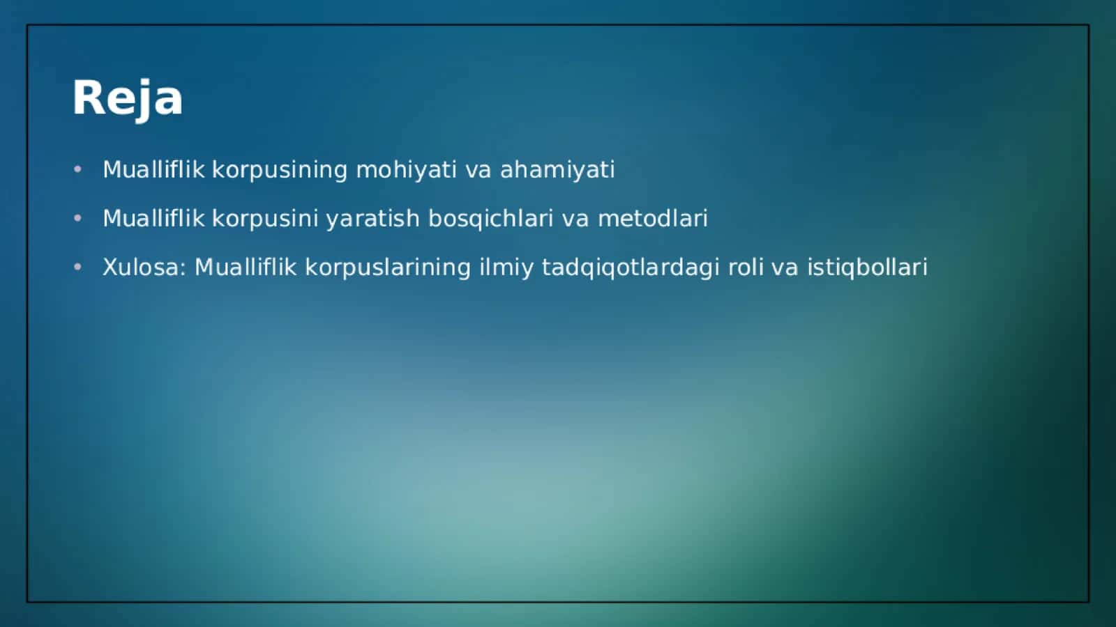 Mualliflik korpusi ustida ishlash